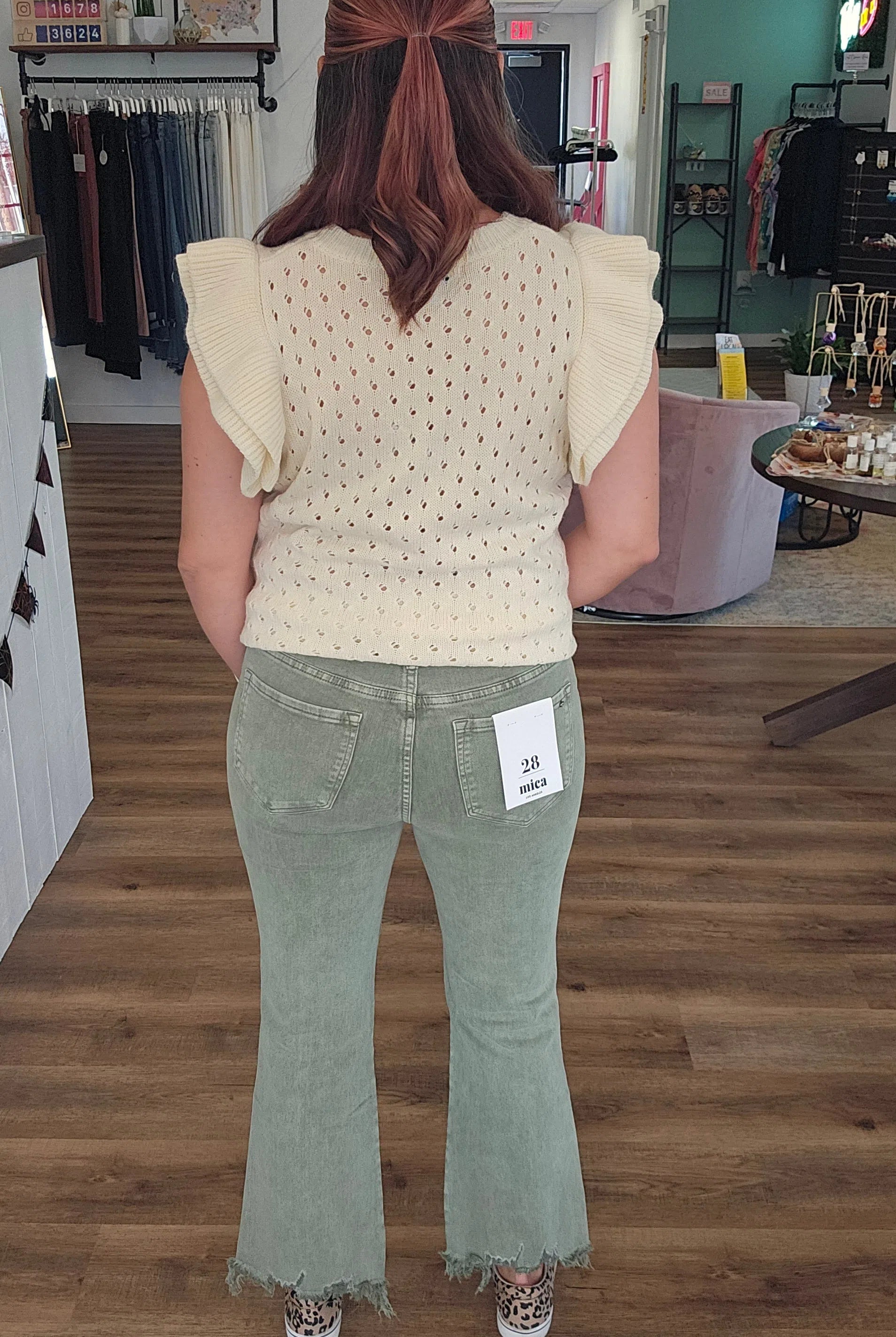 Shop Jessi Flare Crop Jeans | Mica Denim-Jeans at Ruby Joy Boutique, a Women's Clothing Store in Pickerington, Ohio
