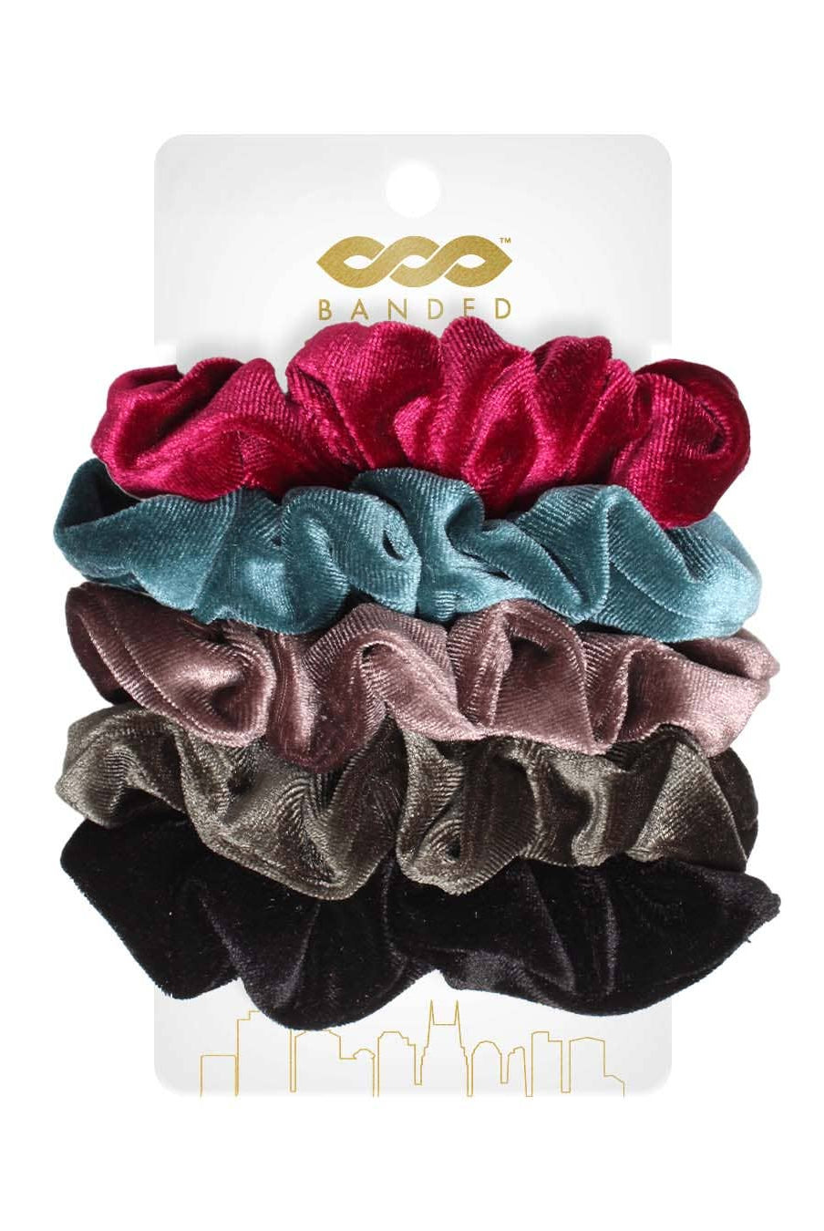 Shop Jeweled - 5 Pack Velvet Scrunchies- at Ruby Joy Boutique, a Women's Clothing Store in Pickerington, Ohio
