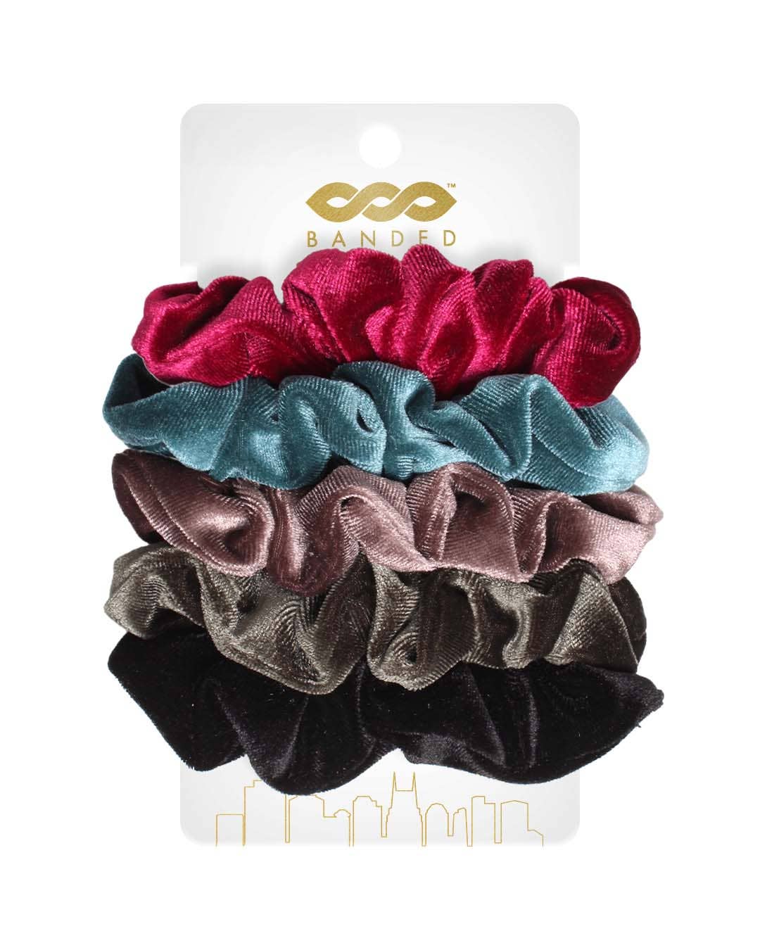 Shop Jeweled - 5 Pack Velvet Scrunchies- at Ruby Joy Boutique, a Women's Clothing Store in Pickerington, Ohio