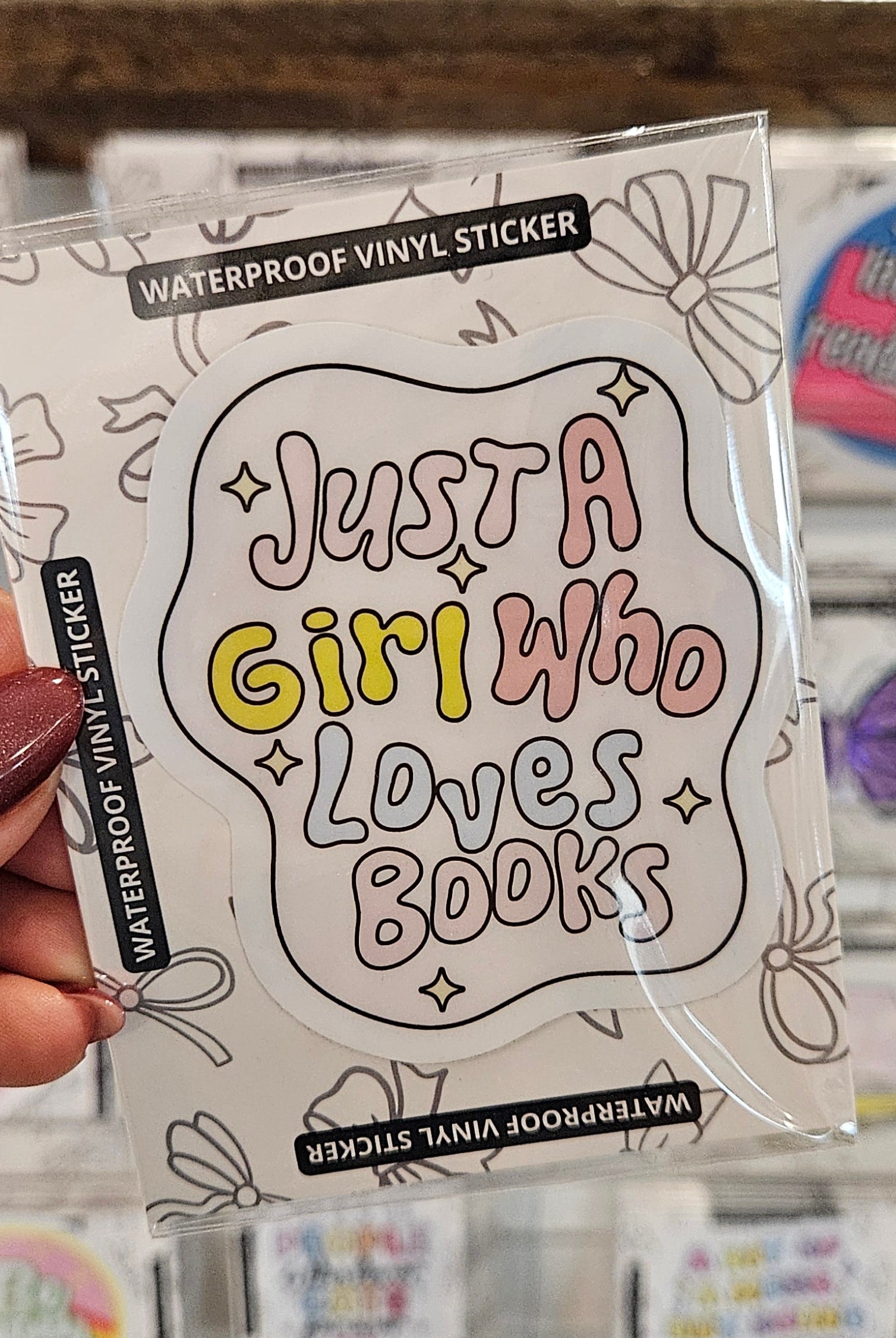 Shop Just A Girl Who Loves Books Waterproof Vinyl Sticker- at Ruby Joy Boutique, a Women's Clothing Store in Pickerington, Ohio