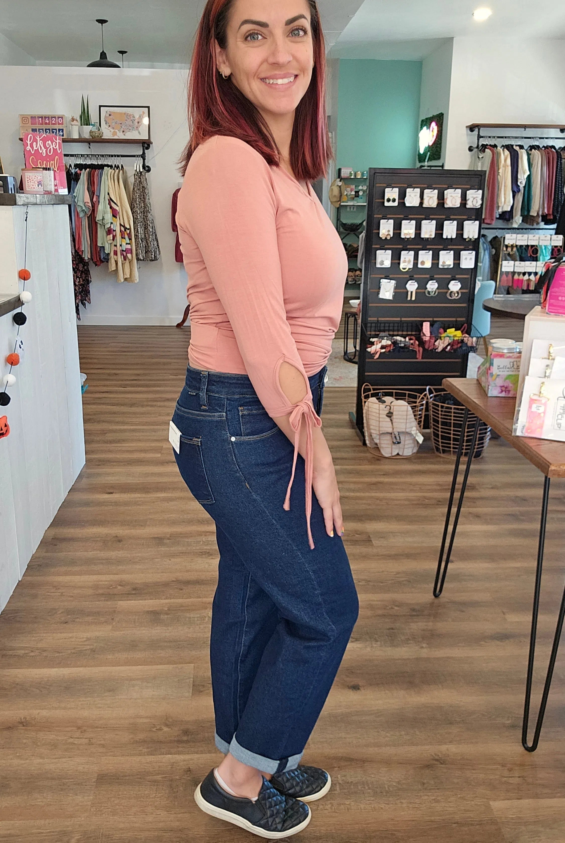 Shop Kelsie Mid-Rise Boyfriend Denim | Risen-Jeans at Ruby Joy Boutique, a Women's Clothing Store in Pickerington, Ohio