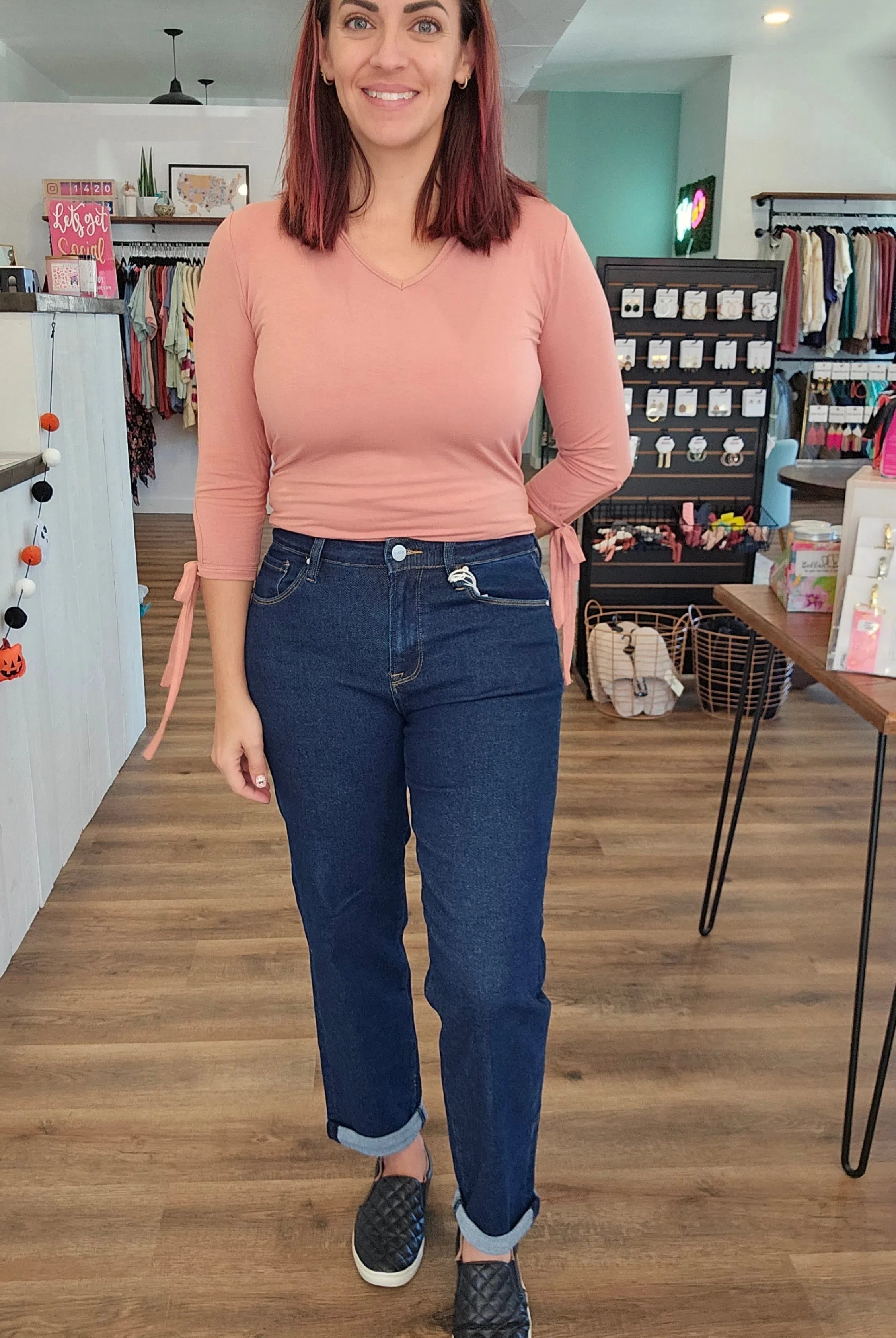 Shop Kelsie Mid-Rise Boyfriend Denim | Risen-Jeans at Ruby Joy Boutique, a Women's Clothing Store in Pickerington, Ohio