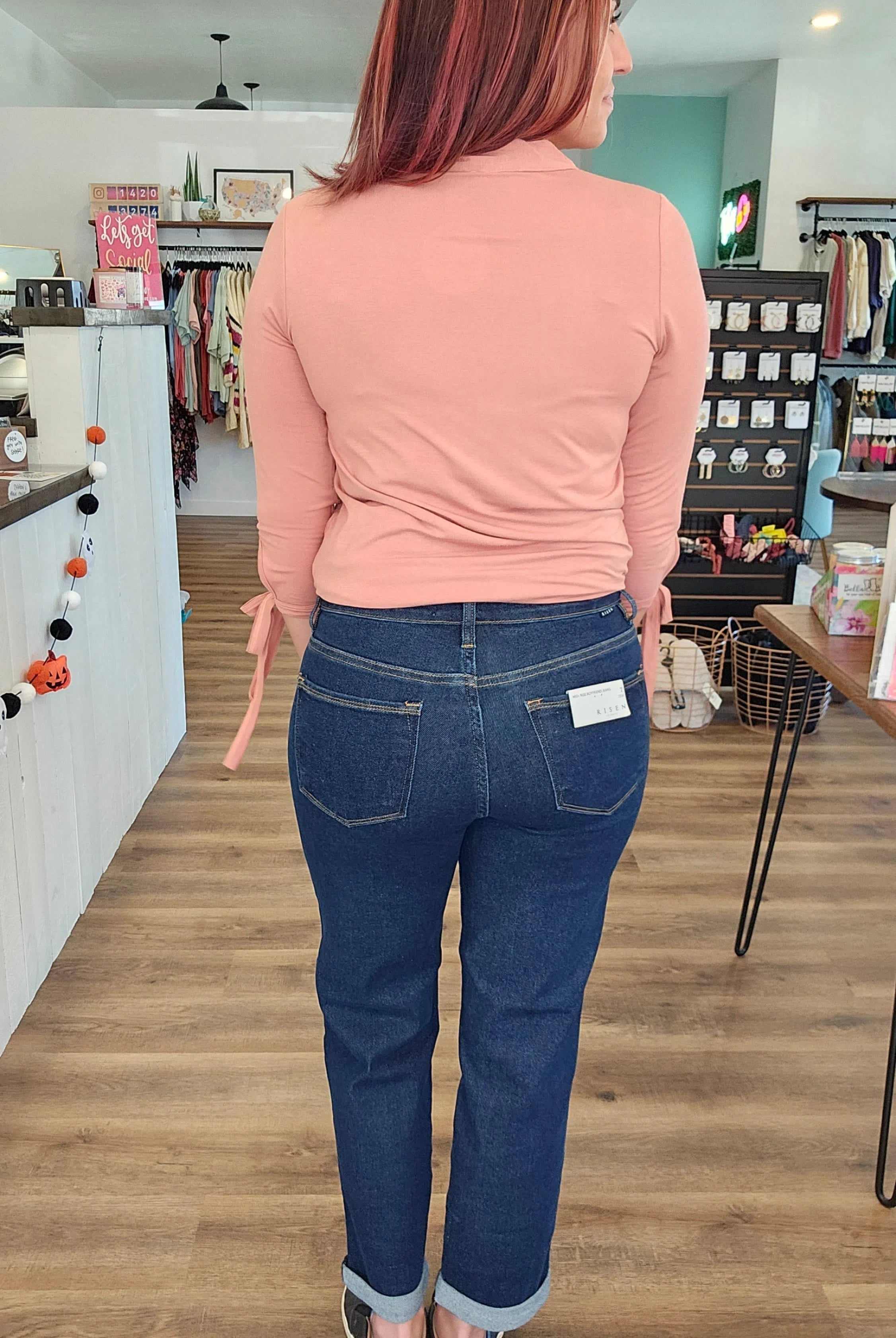 Shop Kelsie Mid-Rise Boyfriend Denim | Risen-Jeans at Ruby Joy Boutique, a Women's Clothing Store in Pickerington, Ohio