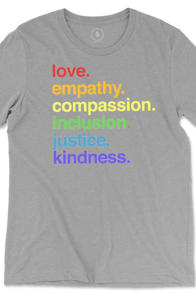 Shop 'Kindness Is' Pride Kids Tee | Kind Cotton-Grey at Ruby Joy Boutique, a Women's Clothing Store in Pickerington, Ohio