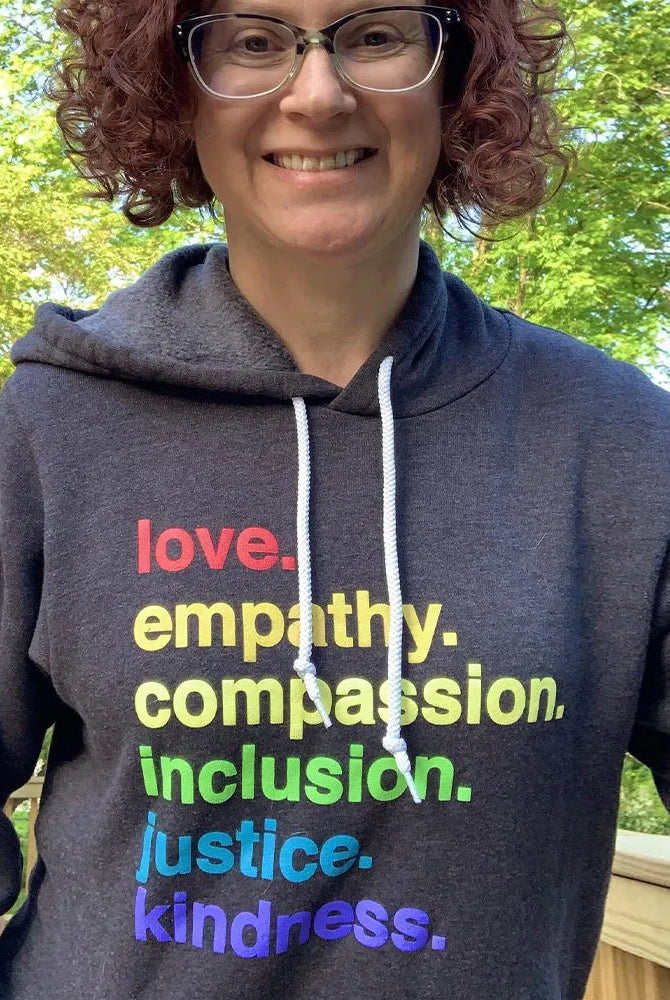 Shop 'Kindness Is' Pride Pullover Fleece | Kind Cotton- at Ruby Joy Boutique, a Women's Clothing Store in Pickerington, Ohio