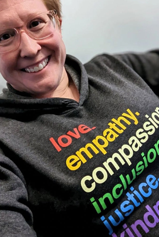 Shop 'Kindness Is' Pride Pullover Fleece | Kind Cotton- at Ruby Joy Boutique, a Women's Clothing Store in Pickerington, Ohio