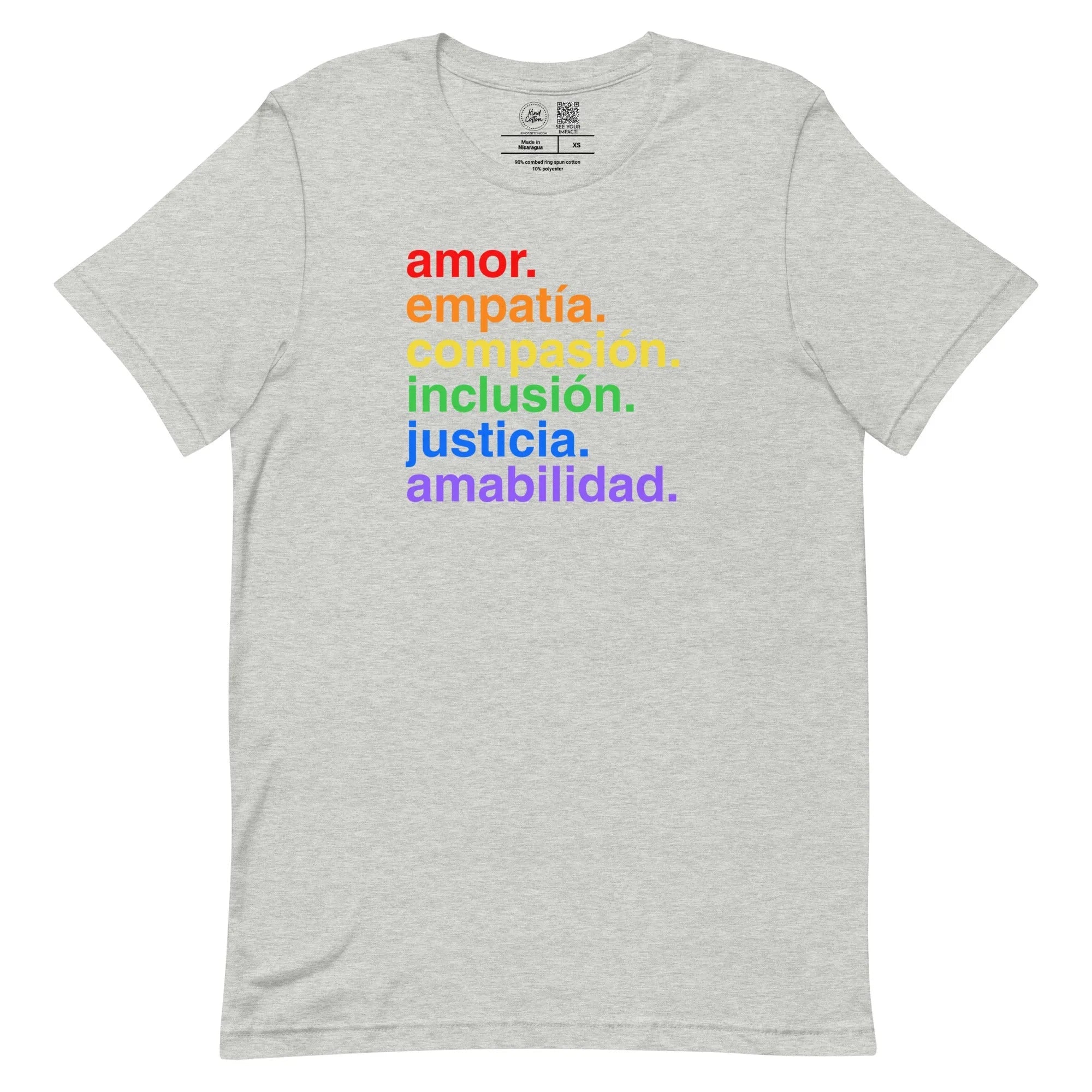 Shop 'Kindness Is' Pride en Español Classic Tee | Kind Cotton-Heather Grey at Ruby Joy Boutique, a Women's Clothing Store in Pickerington, Ohio