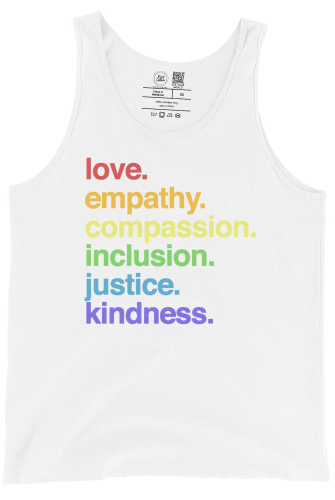 Shop 'Kindness is' Pride Classic Tank | Kind Cotton-White at Ruby Joy Boutique, a Women's Clothing Store in Pickerington, Ohio