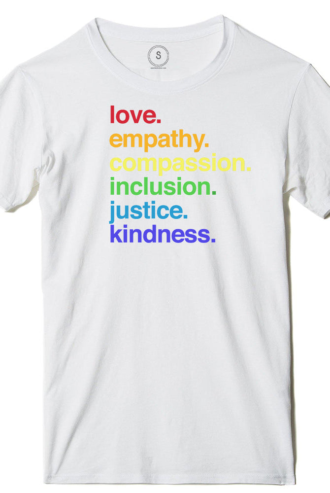 Shop 'Kindness is' Pride Classic Tee | Kind Cotton-White at Ruby Joy Boutique, a Women's Clothing Store in Pickerington, Ohio
