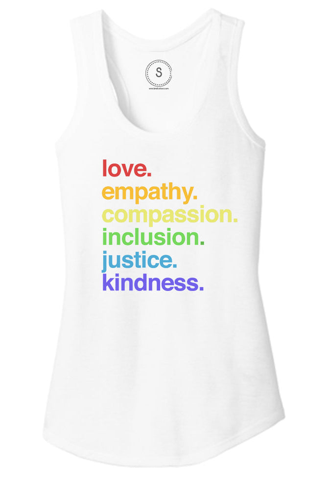 Shop 'Kindness is' Pride Racerback | Kind Cotton-White at Ruby Joy Boutique, a Women's Clothing Store in Pickerington, Ohio