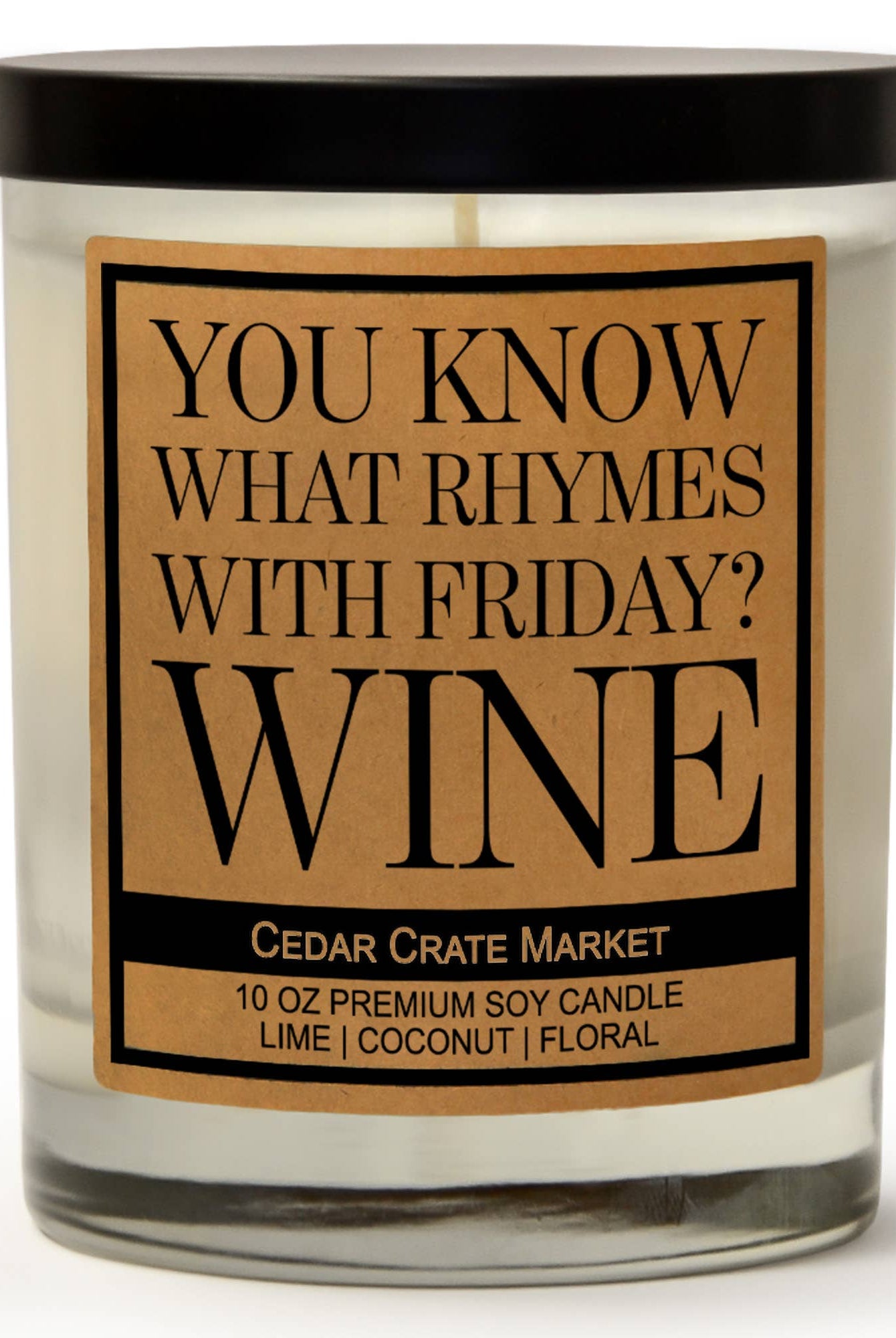 Shop Know What Rhymes With Friday? Wine | Island Coconut Lime Candle-Candles at Ruby Joy Boutique, a Women's Clothing Store in Pickerington, Ohio