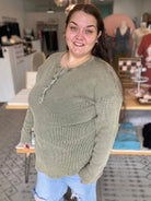 Shop Kori Mineral Wash Thermal - Chive- at Ruby Joy Boutique, a Women's Clothing Store in Pickerington, Ohio