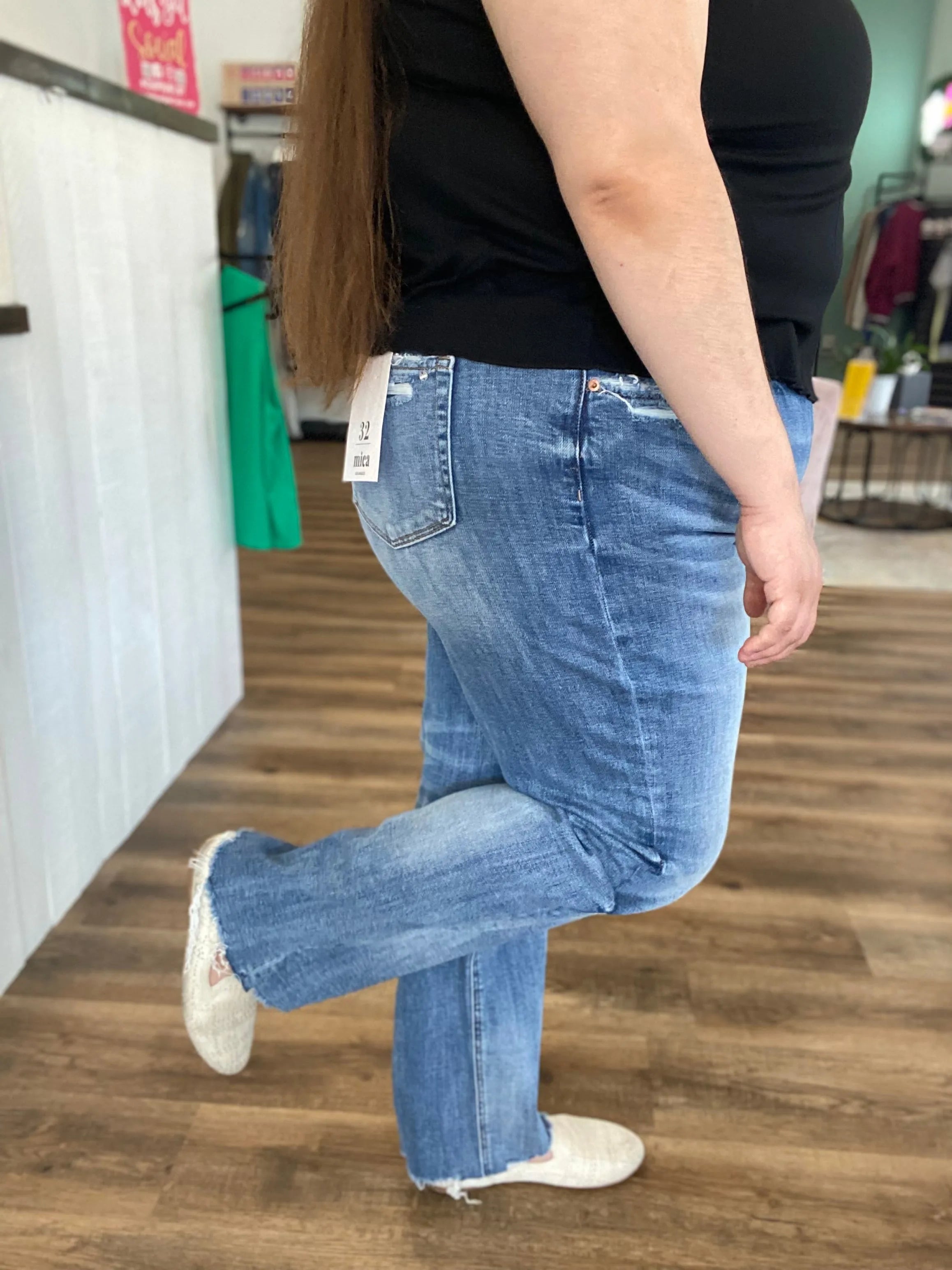 Shop Laila High-Rise Straight Leg | Mica Denim- at Ruby Joy Boutique, a Women's Clothing Store in Pickerington, Ohio
