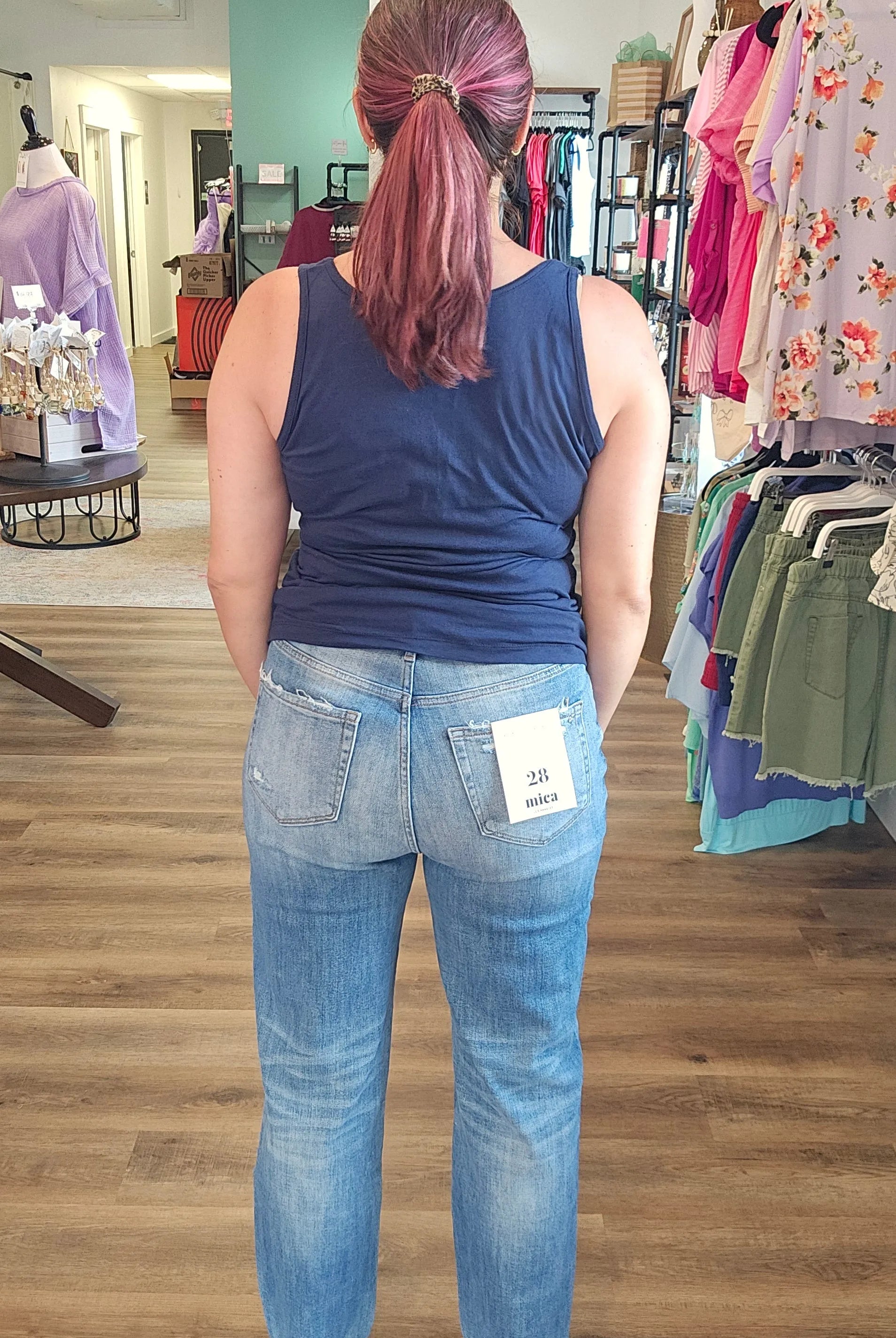 Shop Laila High-Rise Straight Leg | Mica Denim- at Ruby Joy Boutique, a Women's Clothing Store in Pickerington, Ohio