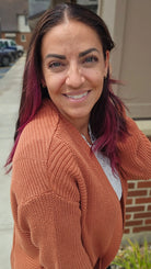 Shop Lainey Open Knit Cardigan - Baked Pumpkin- at Ruby Joy Boutique, a Women's Clothing Store in Pickerington, Ohio