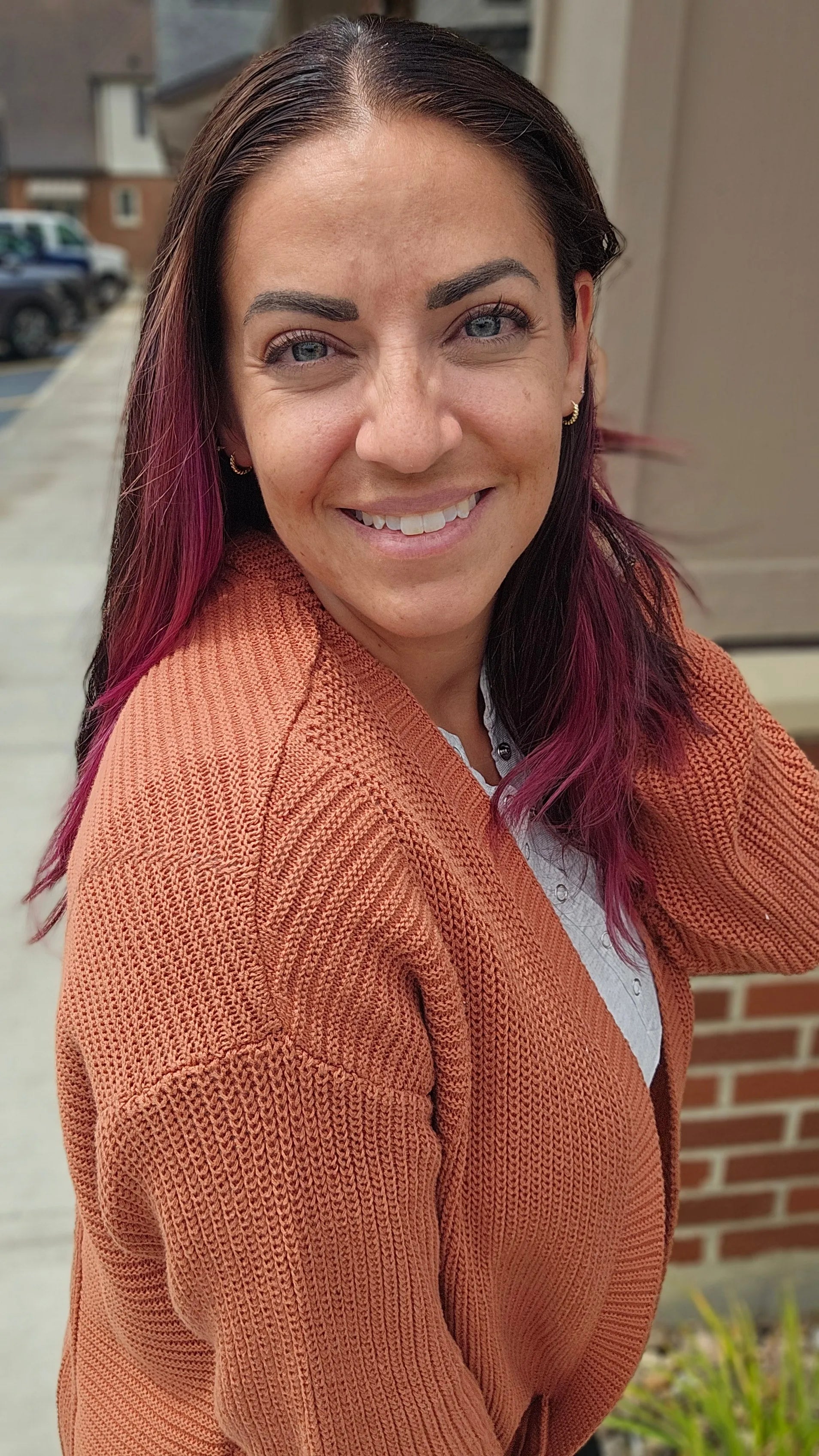 Shop Lainey Open Knit Cardigan - Baked Pumpkin- at Ruby Joy Boutique, a Women's Clothing Store in Pickerington, Ohio