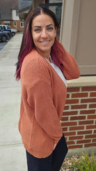 Shop Lainey Open Knit Cardigan - Baked Pumpkin- at Ruby Joy Boutique, a Women's Clothing Store in Pickerington, Ohio