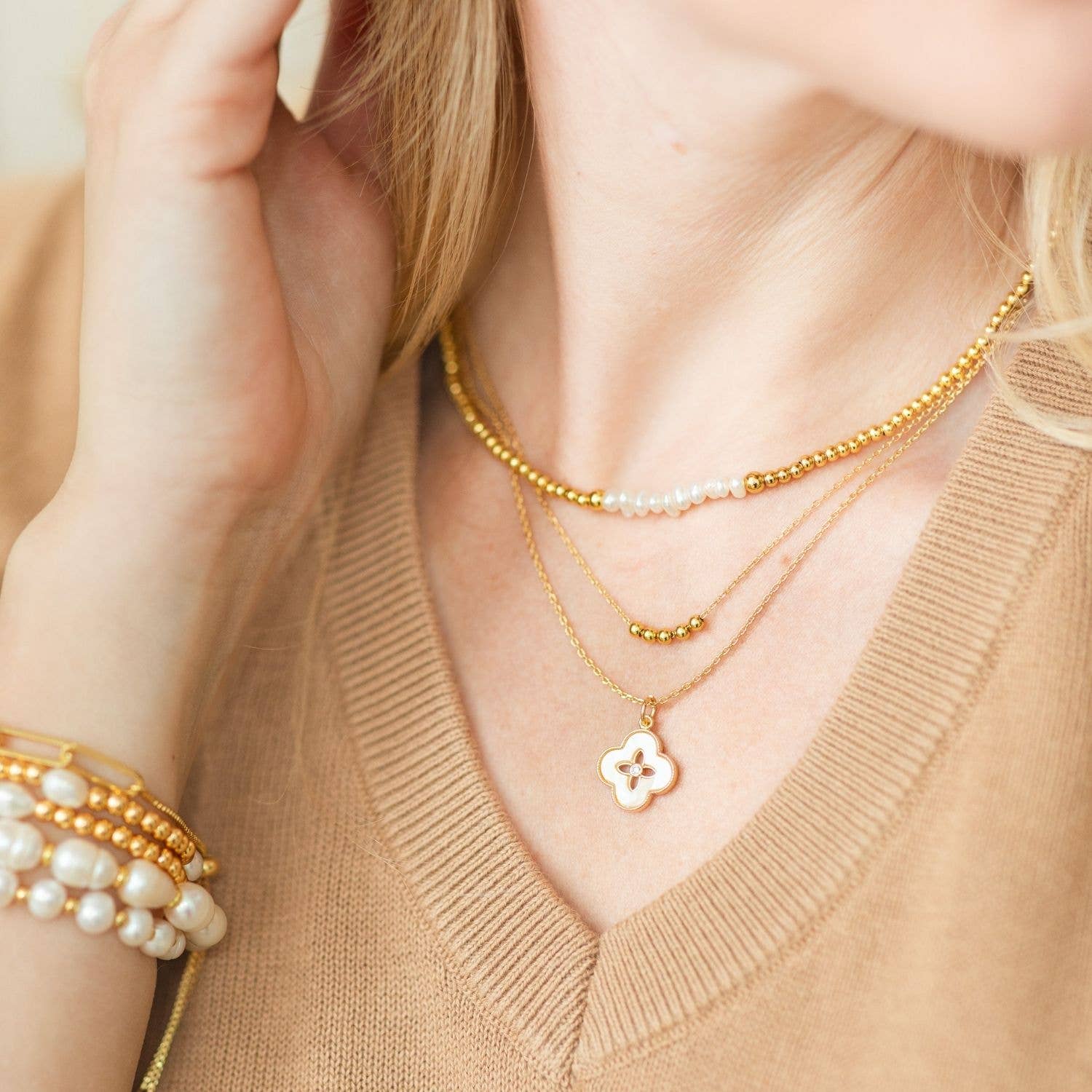 Shop Layered Quatrefoil Necklace- at Ruby Joy Boutique, a Women's Clothing Store in Pickerington, Ohio