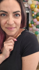 Shop Lettuce Edge Collar Pointelle Tee - Black- at Ruby Joy Boutique, a Women's Clothing Store in Pickerington, Ohio