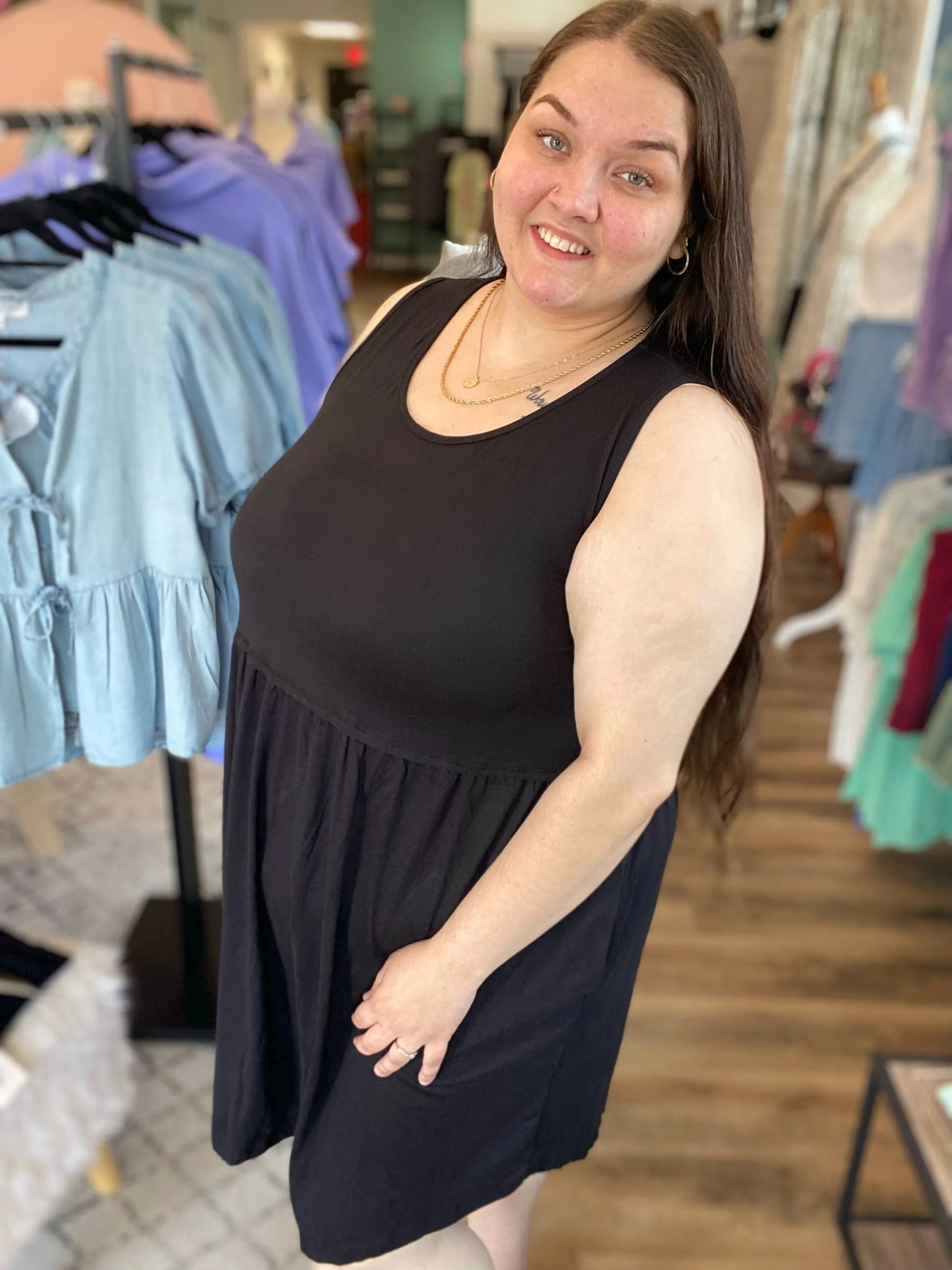 Shop Libby Babydoll Dress - Black- at Ruby Joy Boutique, a Women's Clothing Store in Pickerington, Ohio