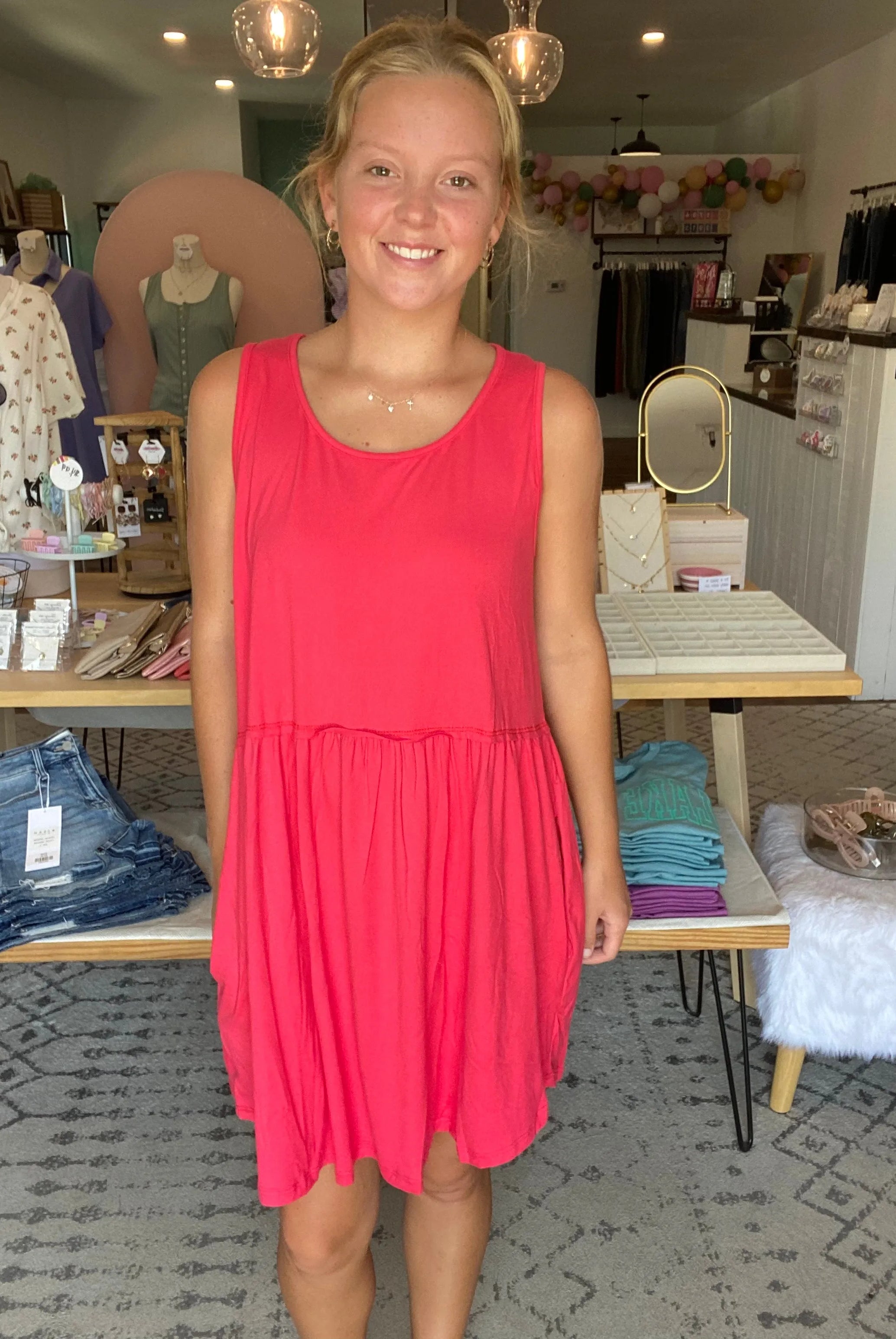 Shop Libby Babydoll Dress - Strawberry- at Ruby Joy Boutique, a Women's Clothing Store in Pickerington, Ohio