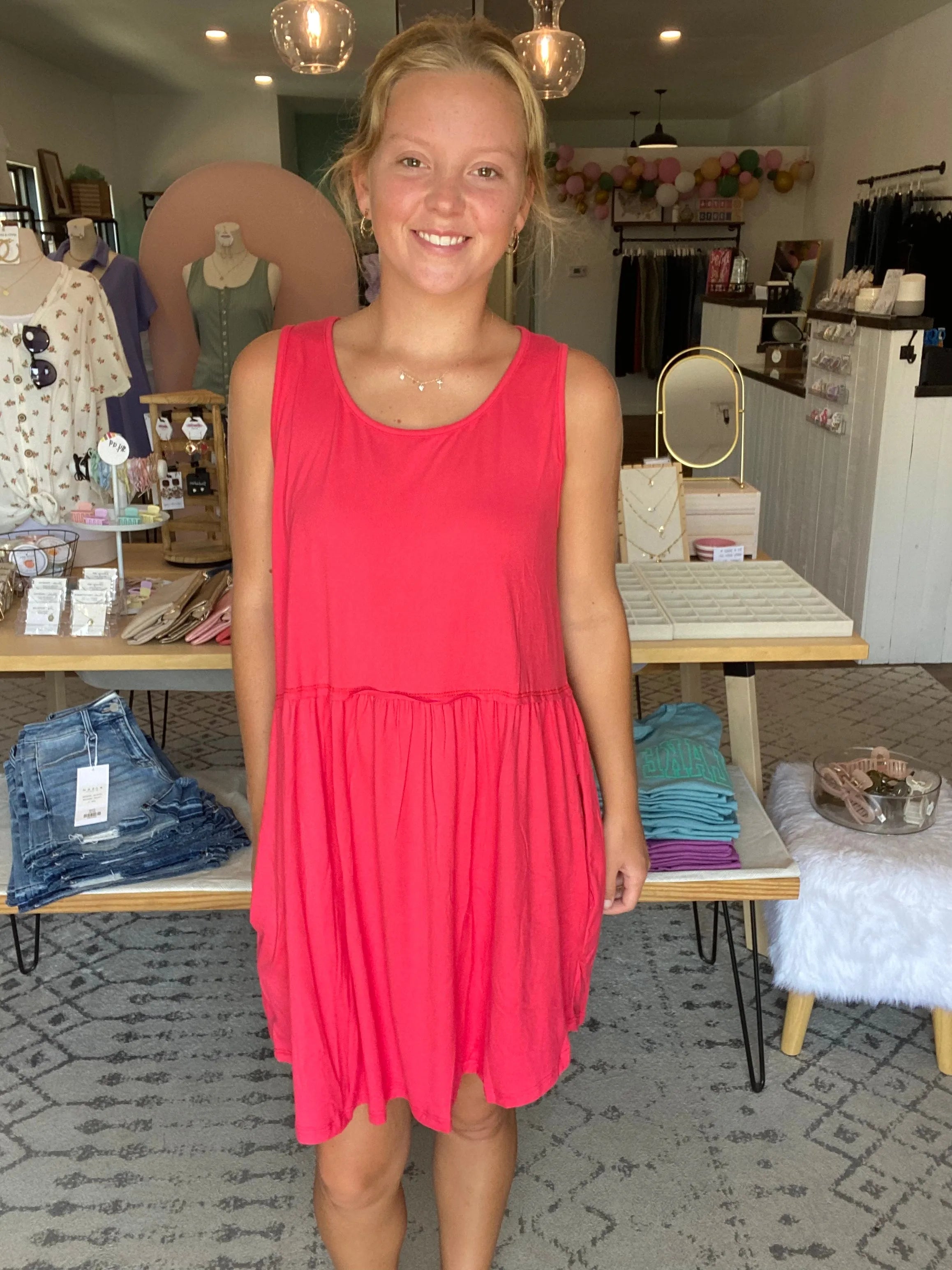 Shop Libby Babydoll Dress - Strawberry- at Ruby Joy Boutique, a Women's Clothing Store in Pickerington, Ohio