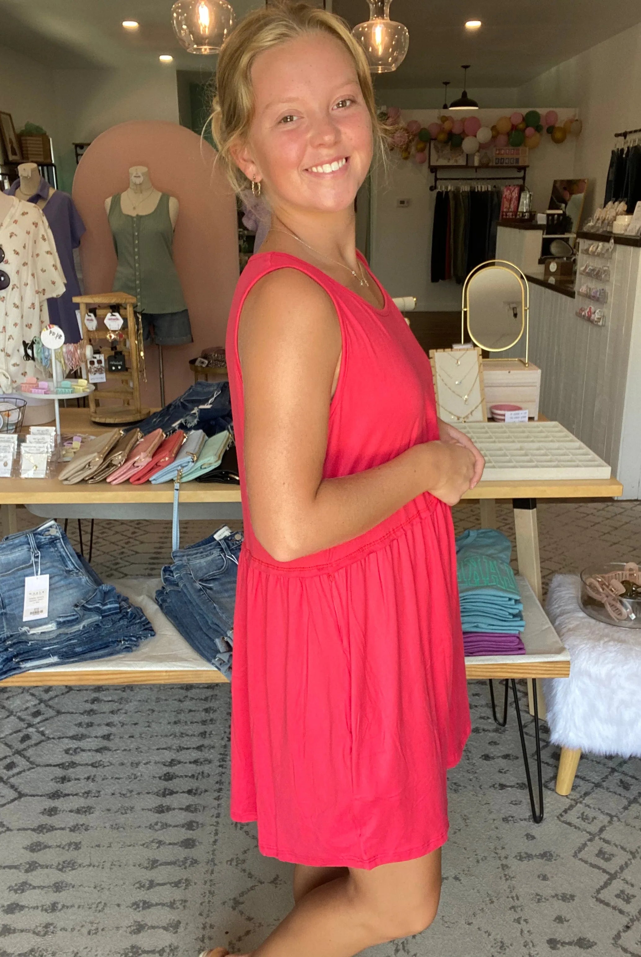 Shop Libby Babydoll Dress - Strawberry- at Ruby Joy Boutique, a Women's Clothing Store in Pickerington, Ohio