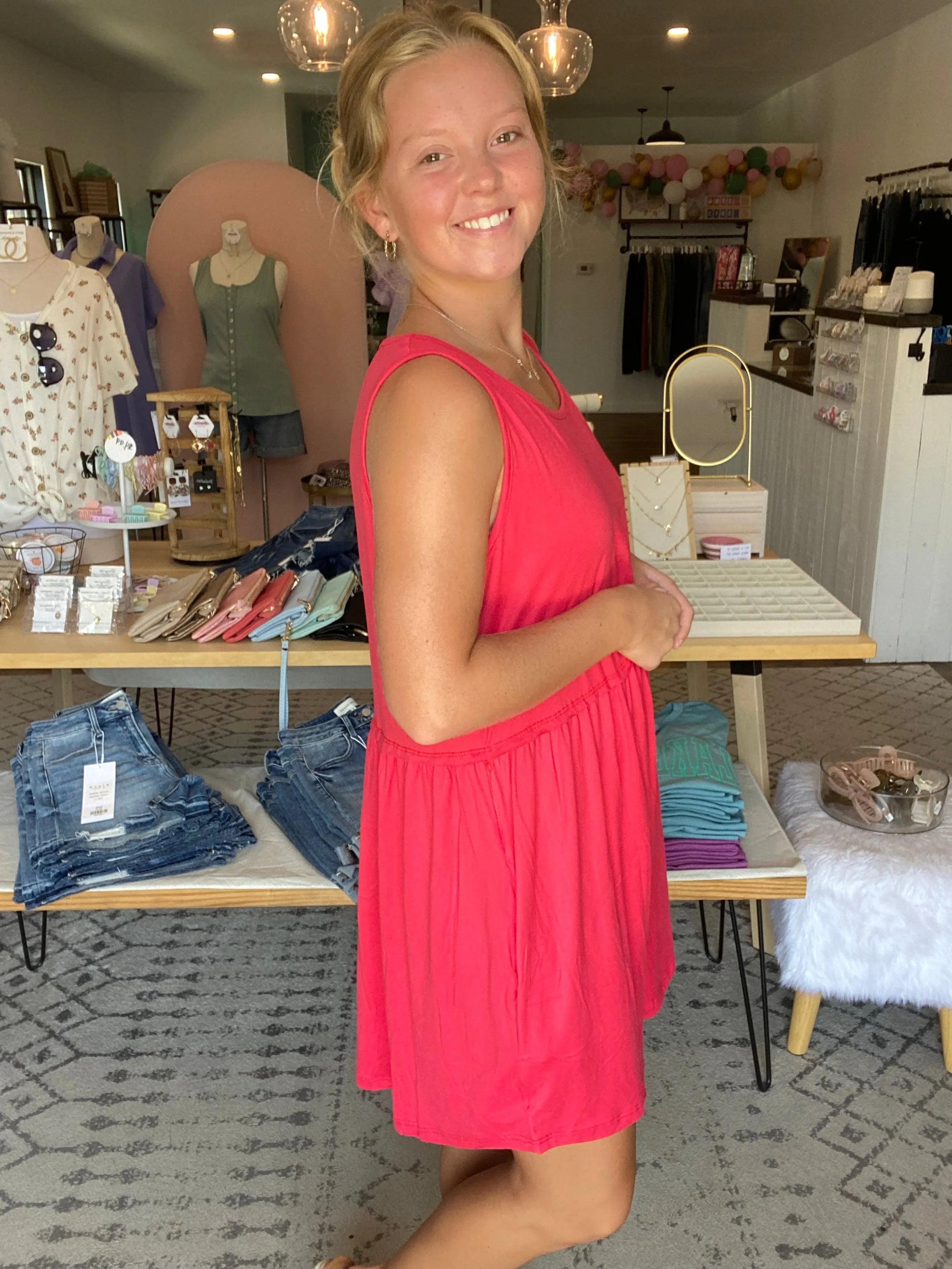 Shop Libby Babydoll Dress - Strawberry- at Ruby Joy Boutique, a Women's Clothing Store in Pickerington, Ohio