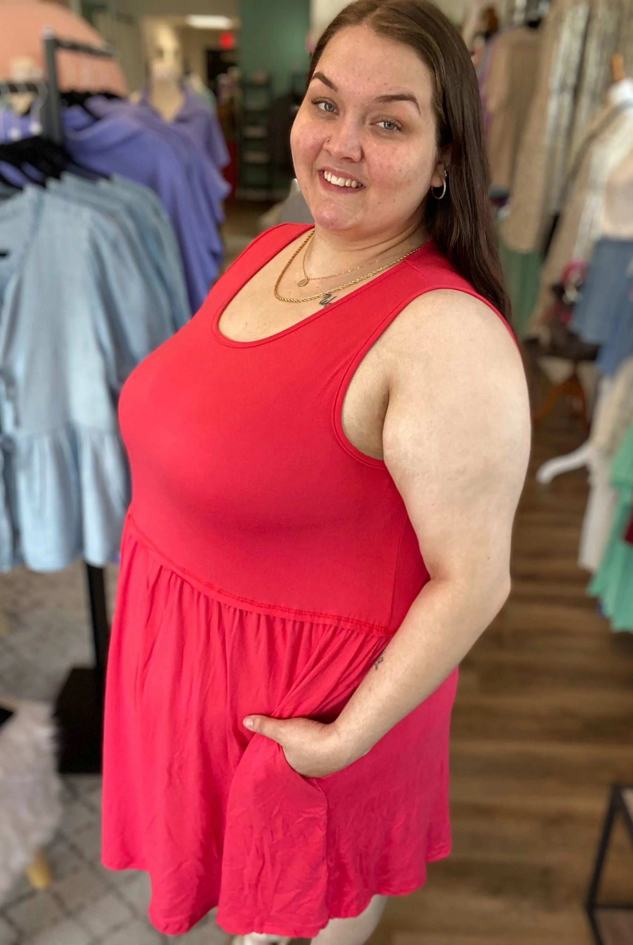 Shop Libby Babydoll Dress - Strawberry- at Ruby Joy Boutique, a Women's Clothing Store in Pickerington, Ohio