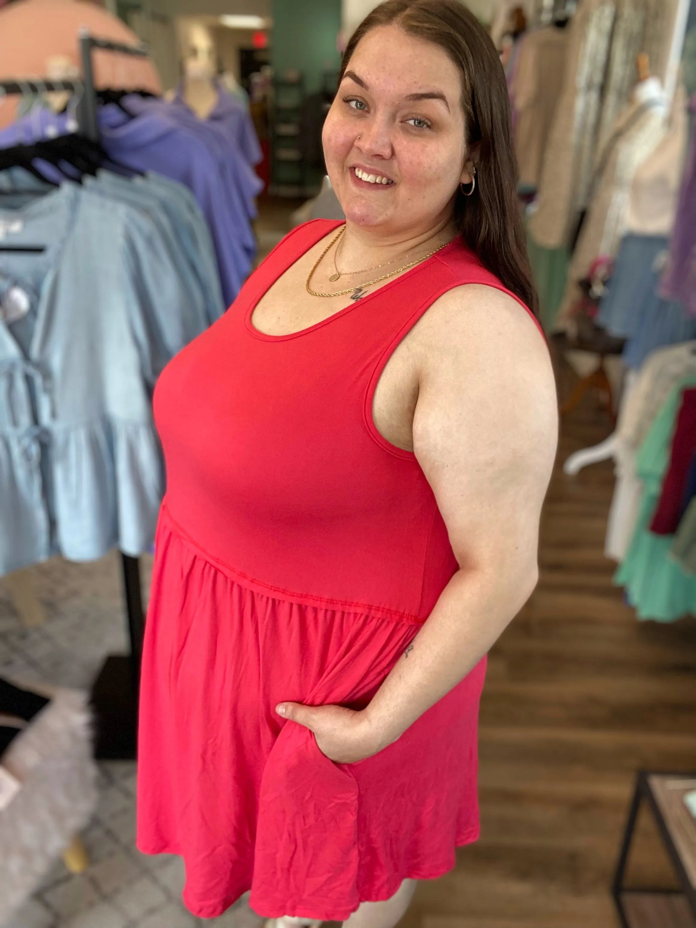 Shop Libby Babydoll Dress - Strawberry- at Ruby Joy Boutique, a Women's Clothing Store in Pickerington, Ohio