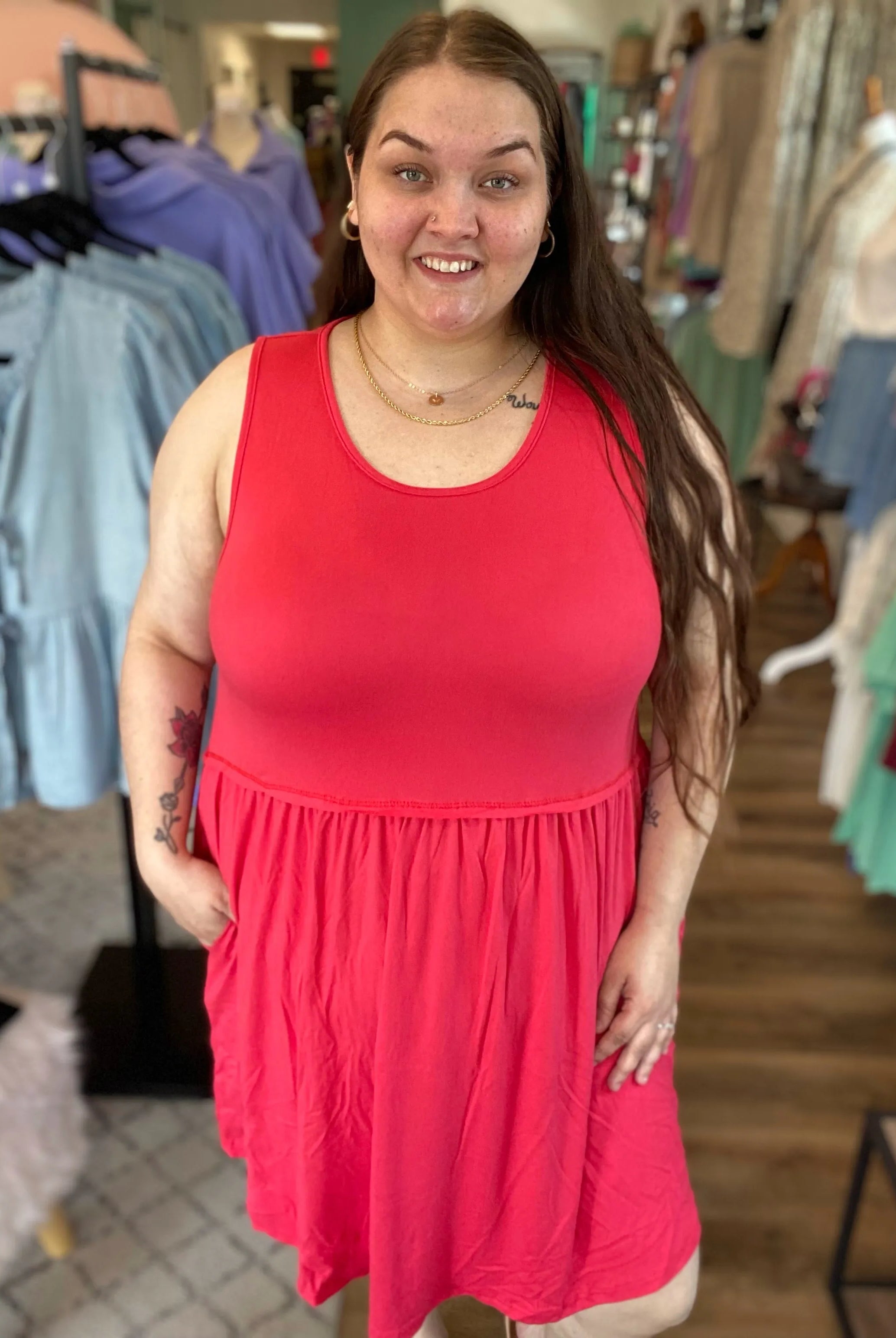 Shop Libby Babydoll Dress - Strawberry- at Ruby Joy Boutique, a Women's Clothing Store in Pickerington, Ohio