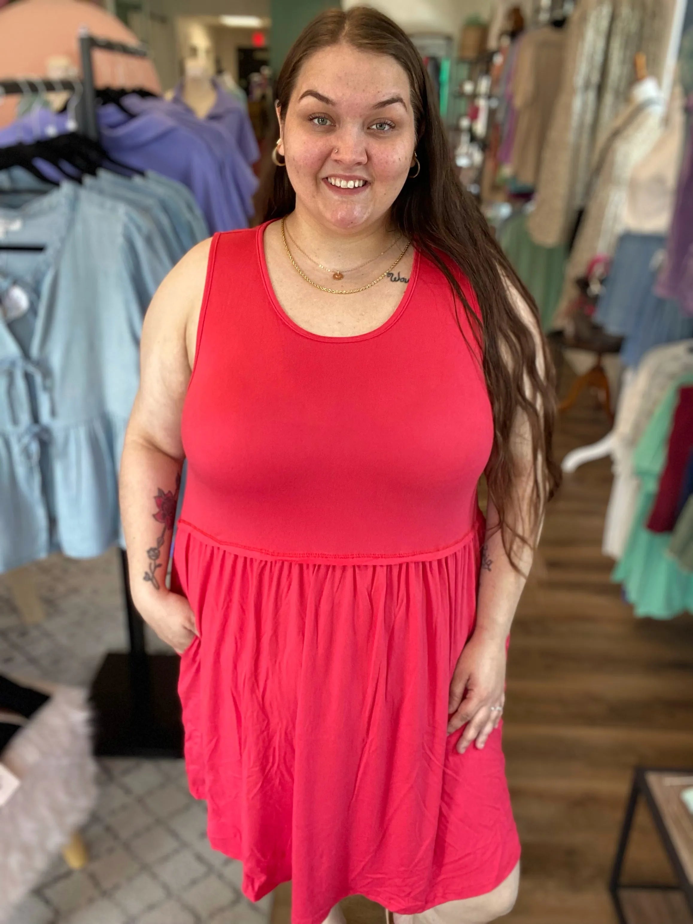 Shop Libby Babydoll Dress - Strawberry- at Ruby Joy Boutique, a Women's Clothing Store in Pickerington, Ohio