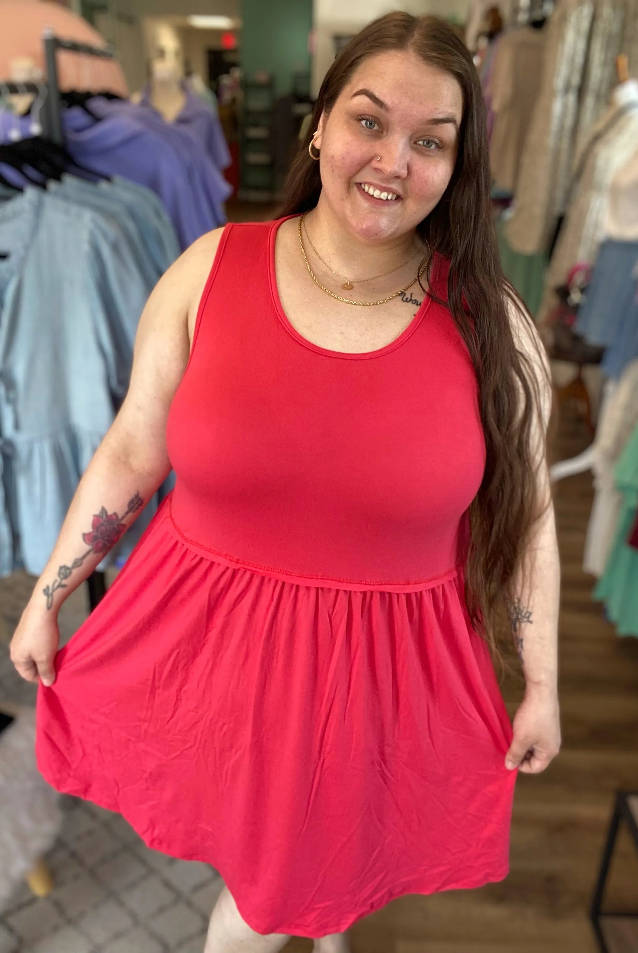 Shop Libby Babydoll Dress - Strawberry- at Ruby Joy Boutique, a Women's Clothing Store in Pickerington, Ohio
