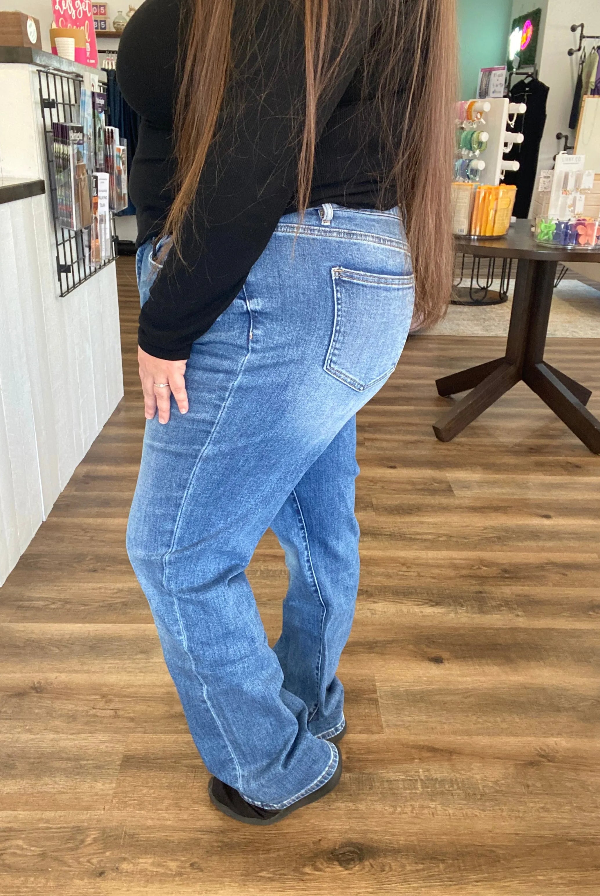 Shop Light Wash High-Rise Slim Straight Jeans | Mica Denim- at Ruby Joy Boutique, a Women's Clothing Store in Pickerington, Ohio