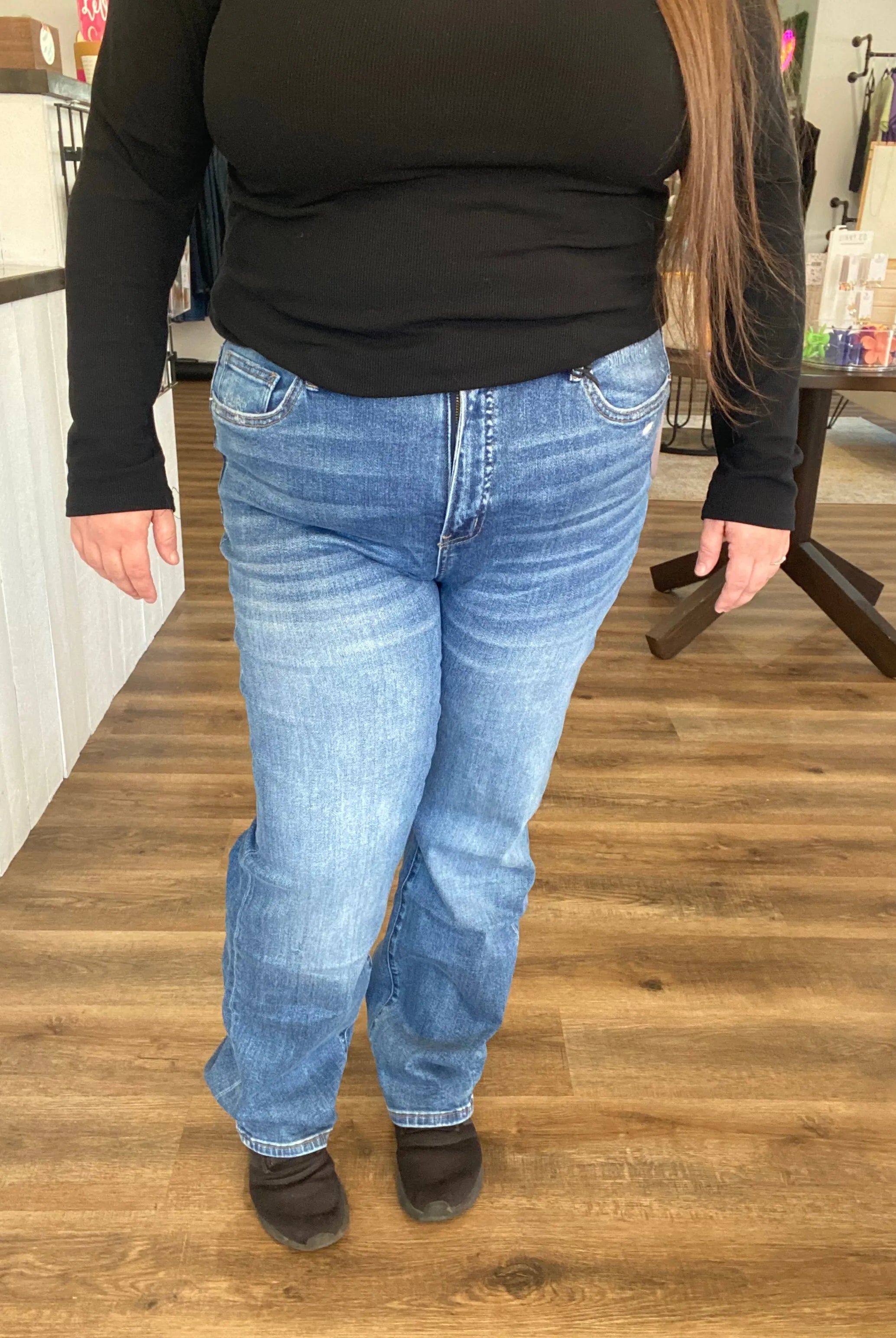 Shop Light Wash High-Rise Slim Straight Jeans | Mica Denim- at Ruby Joy Boutique, a Women's Clothing Store in Pickerington, Ohio