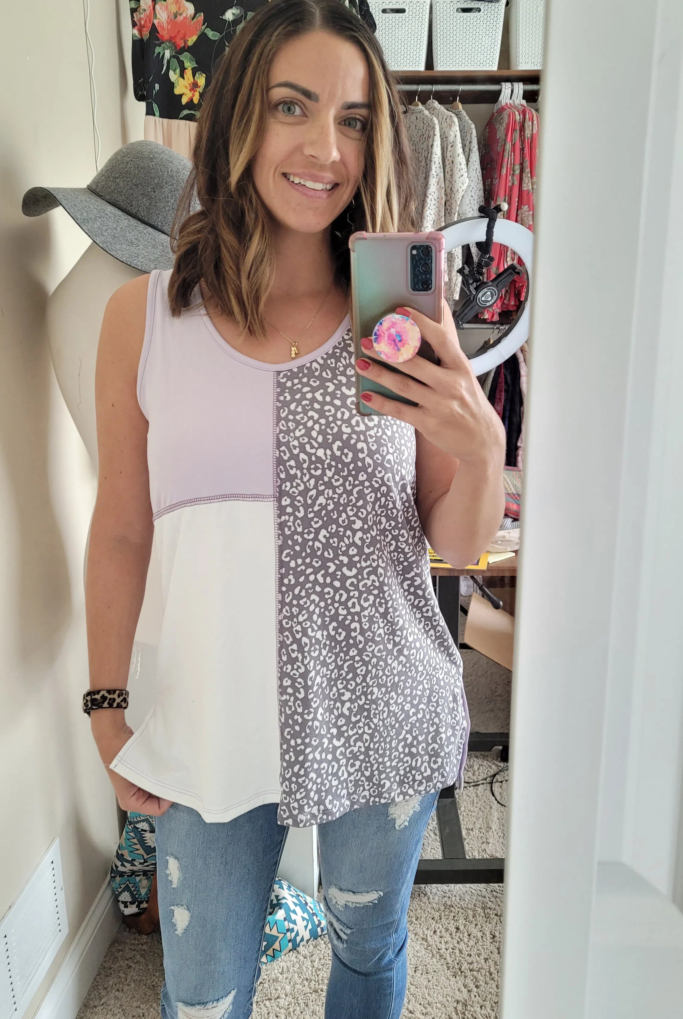 Shop Lilac & Leopard tank-Tank Top at Ruby Joy Boutique, a Women's Clothing Store in Pickerington, Ohio