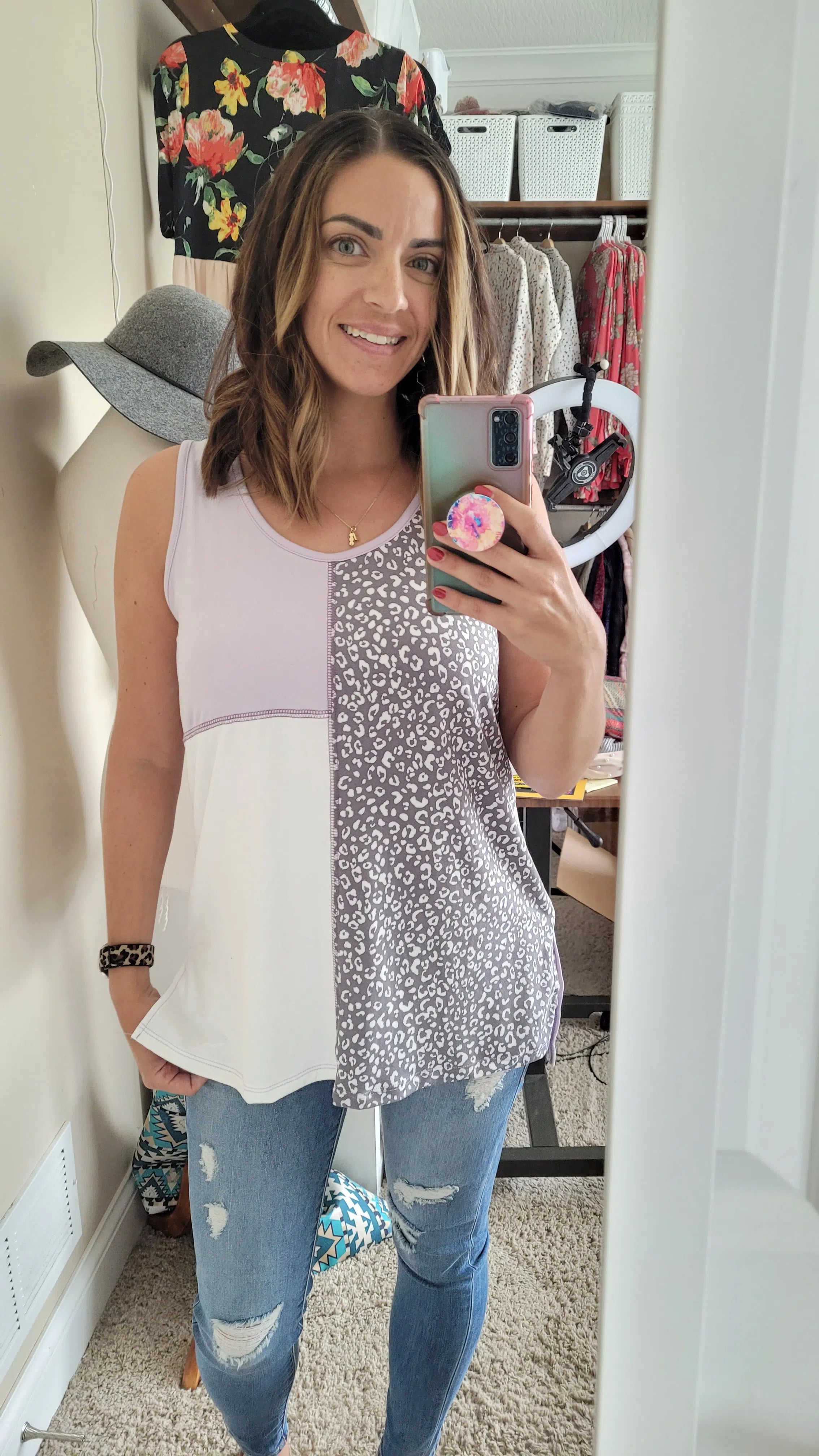 Shop Lilac & Leopard tank-Tank Top at Ruby Joy Boutique, a Women's Clothing Store in Pickerington, Ohio