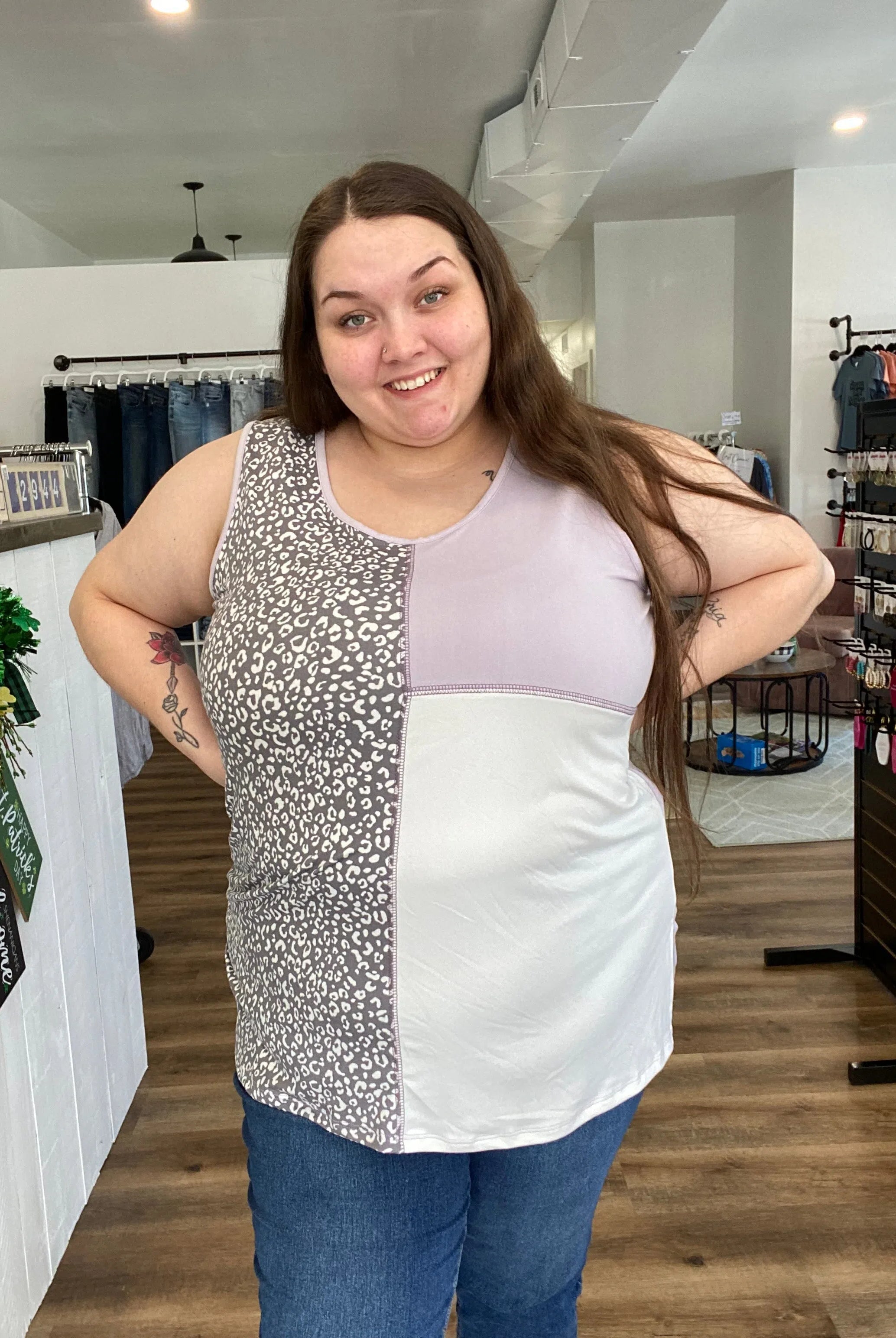 Shop Lilac & Leopard tank-Tank Top at Ruby Joy Boutique, a Women's Clothing Store in Pickerington, Ohio