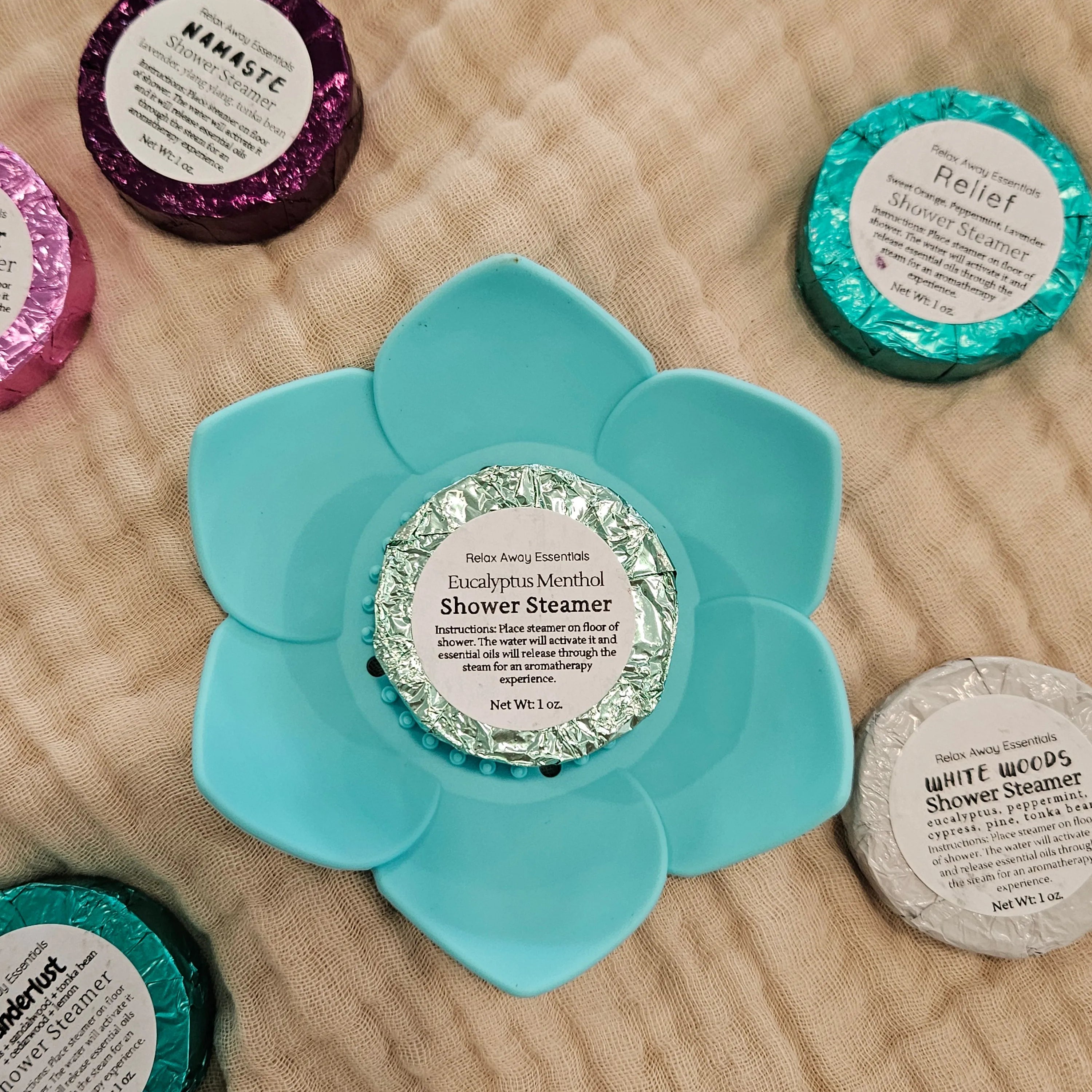 Shop Lotus Shower Steamer Trays-Aqua at Ruby Joy Boutique, a Women's Clothing Store in Pickerington, Ohio