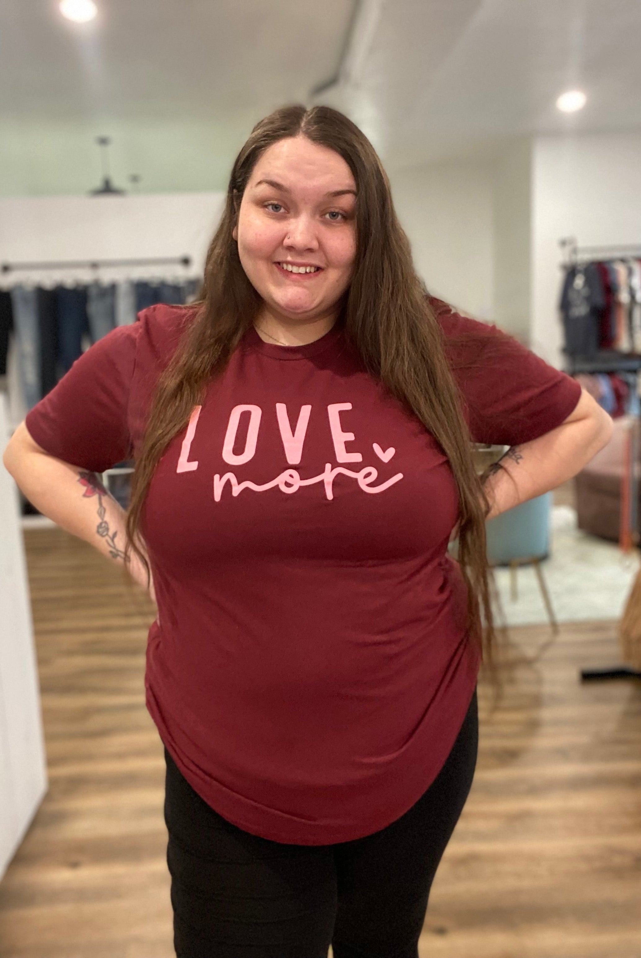 Shop Love More Graphic Tee-Graphic Tee at Ruby Joy Boutique, a Women's Clothing Store in Pickerington, Ohio