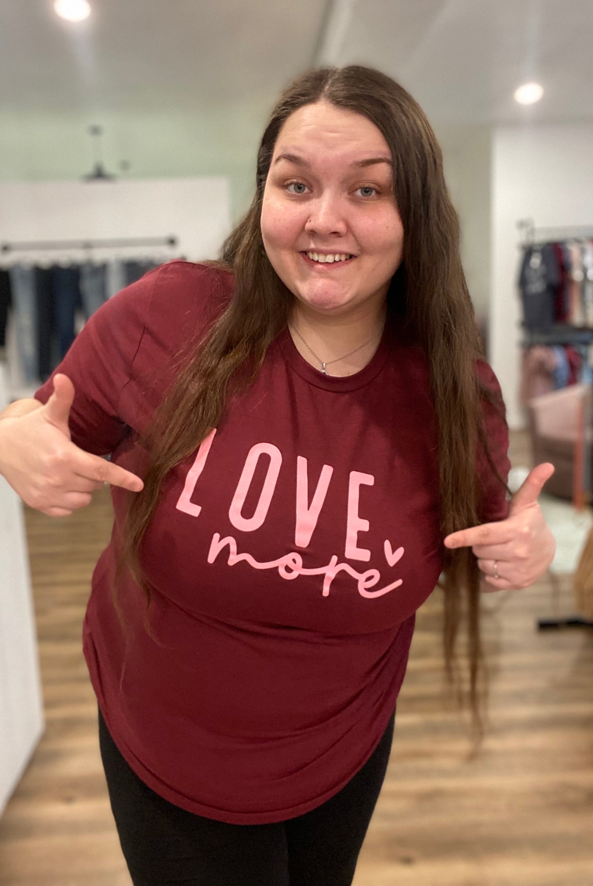 Shop Love More Graphic Tee-Graphic Tee at Ruby Joy Boutique, a Women's Clothing Store in Pickerington, Ohio