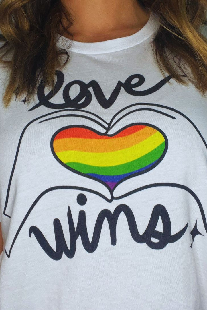 Shop Love Wins Classic Tee | Kind Cotton- at Ruby Joy Boutique, a Women's Clothing Store in Pickerington, Ohio