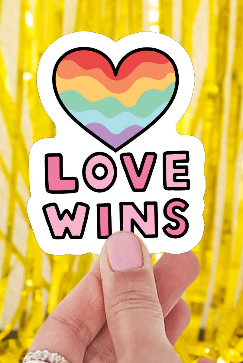 Shop Love Wins Rainbow Heart Pride | Waterproof Vinyl Sticker- at Ruby Joy Boutique, a Women's Clothing Store in Pickerington, Ohio