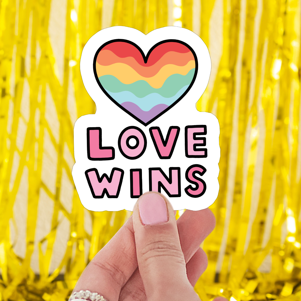 Shop Love Wins Rainbow Heart Pride | Waterproof Vinyl Sticker- at Ruby Joy Boutique, a Women's Clothing Store in Pickerington, Ohio