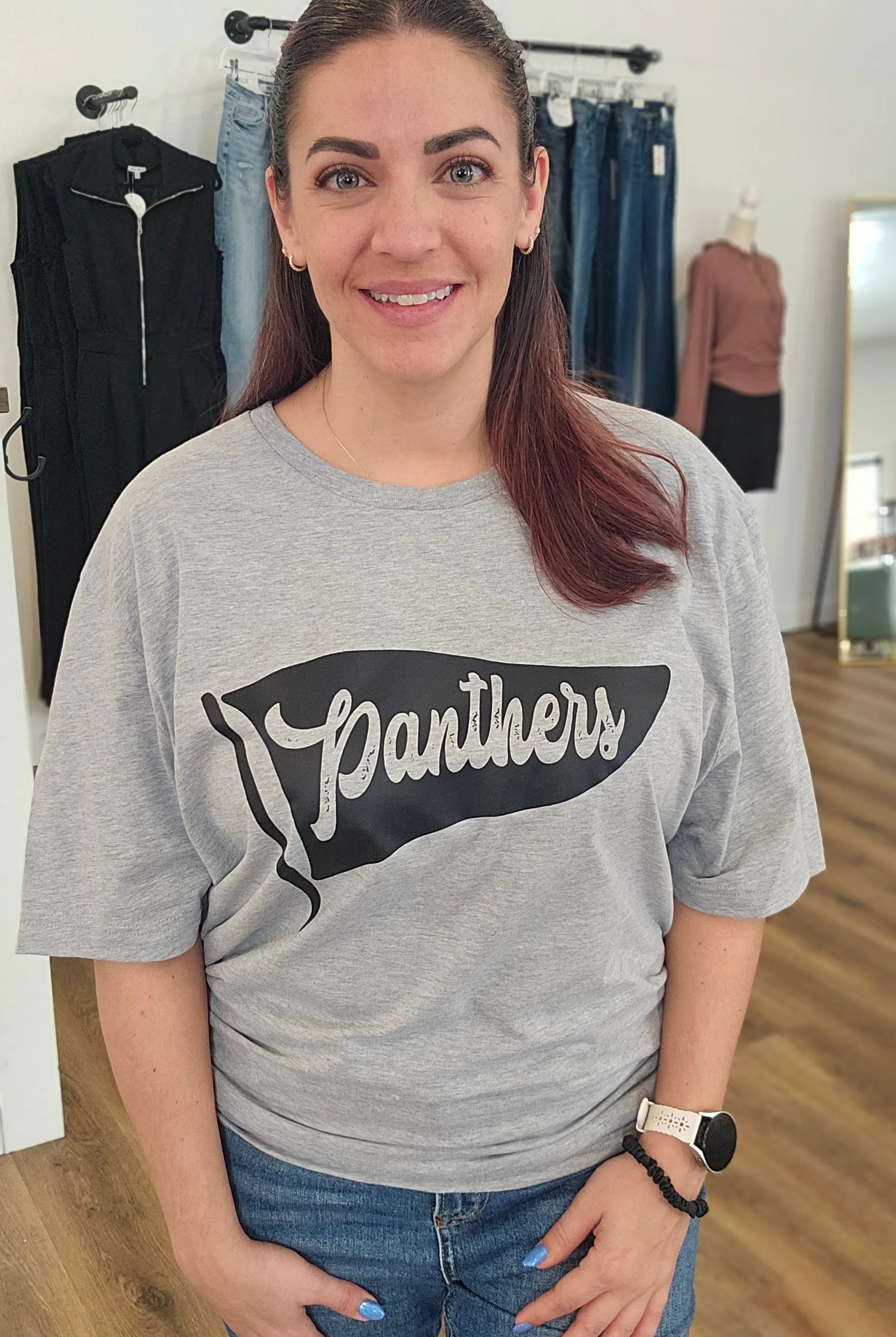 Shop Mascot Pennant Graphic - Panthers-Small at Ruby Joy Boutique, a Women's Clothing Store in Pickerington, Ohio