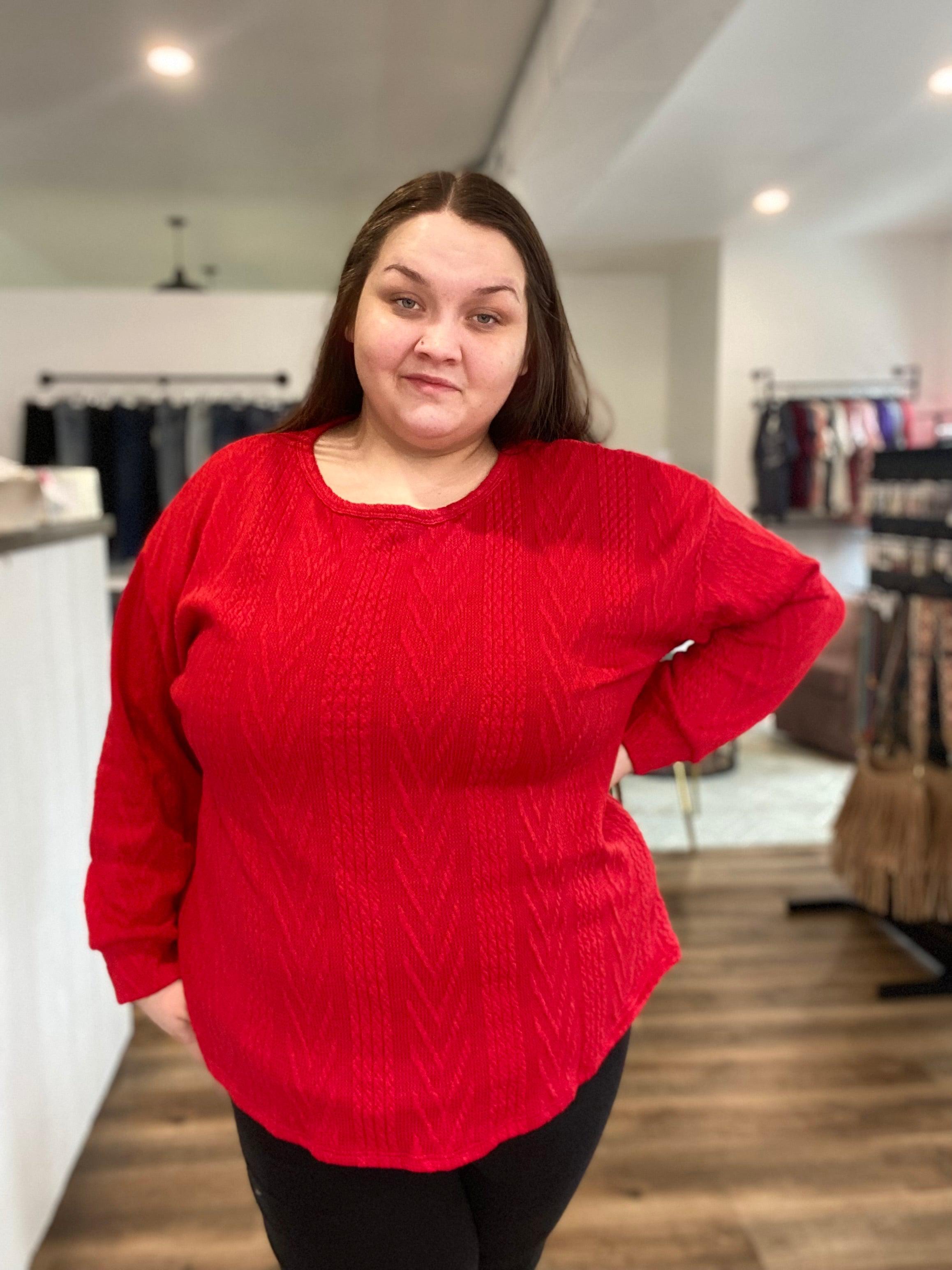 Shop Meri Cable Knit Sweater-Sweater at Ruby Joy Boutique, a Women's Clothing Store in Pickerington, Ohio