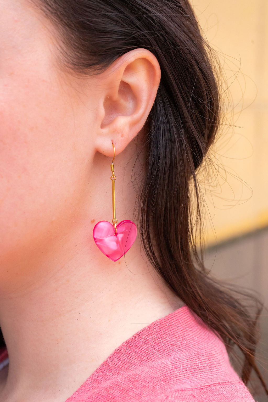 Shop Mina Heart Earrings - Hot Pink- at Ruby Joy Boutique, a Women's Clothing Store in Pickerington, Ohio