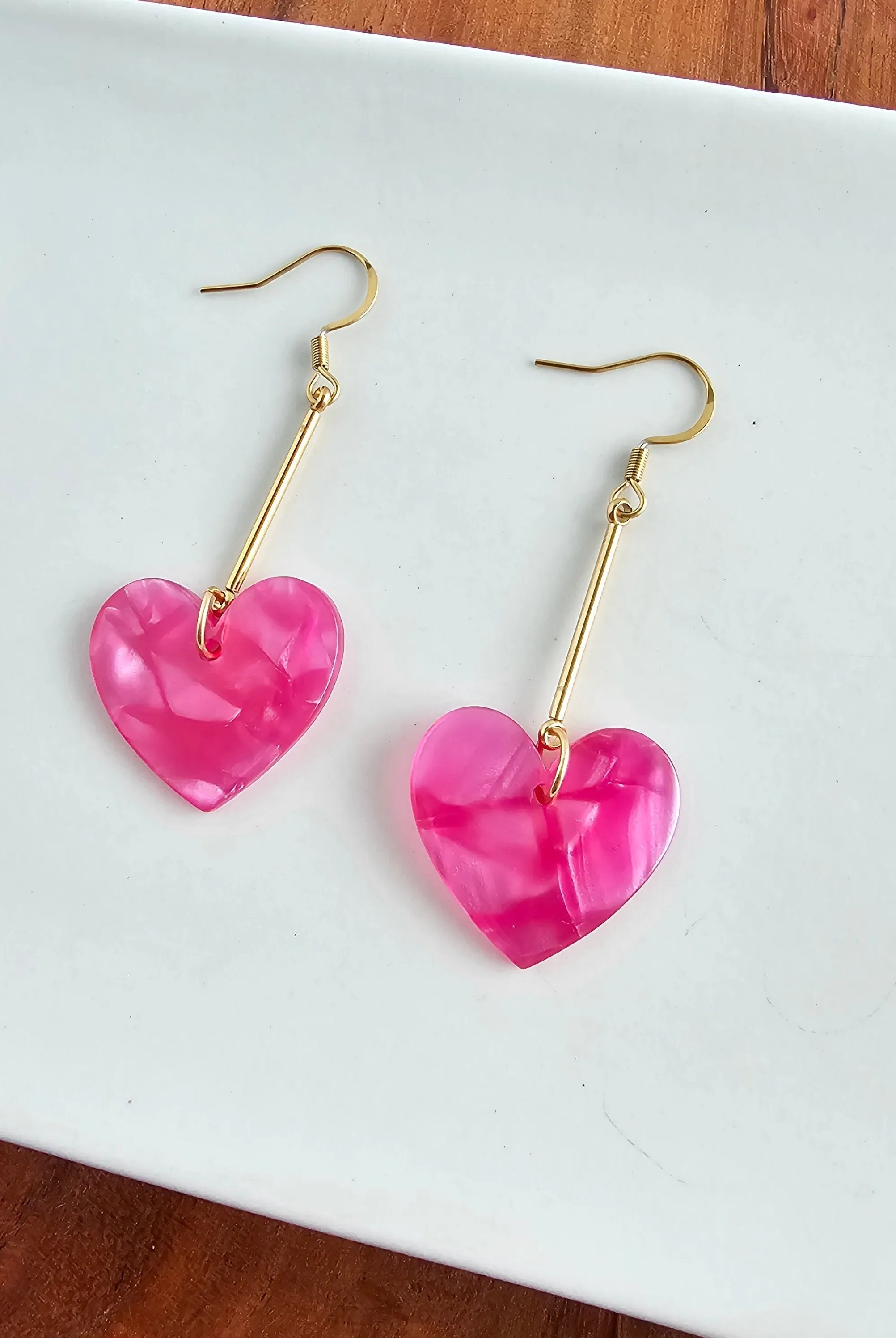 Shop Mina Heart Earrings - Hot Pink- at Ruby Joy Boutique, a Women's Clothing Store in Pickerington, Ohio