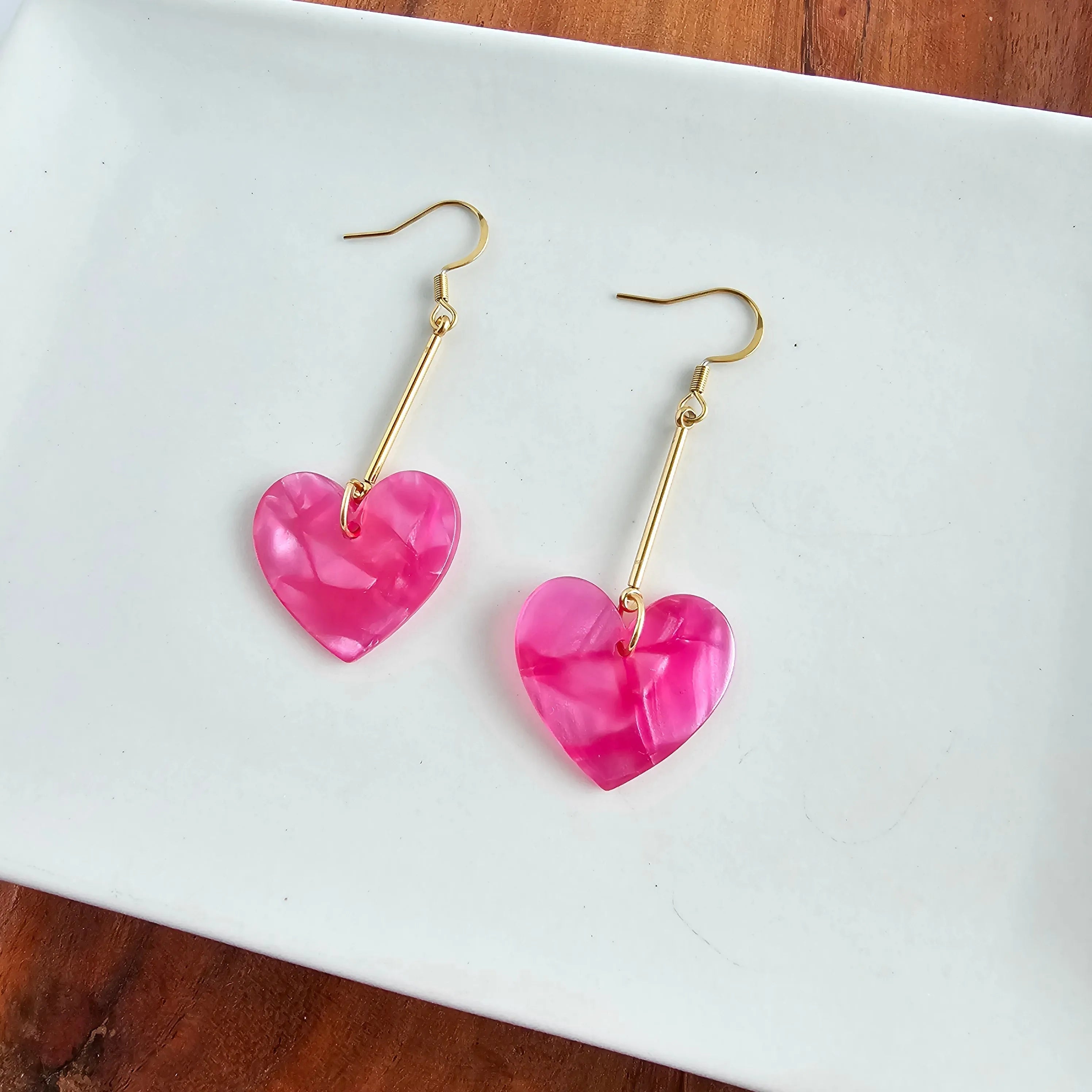 Shop Mina Heart Earrings - Hot Pink- at Ruby Joy Boutique, a Women's Clothing Store in Pickerington, Ohio