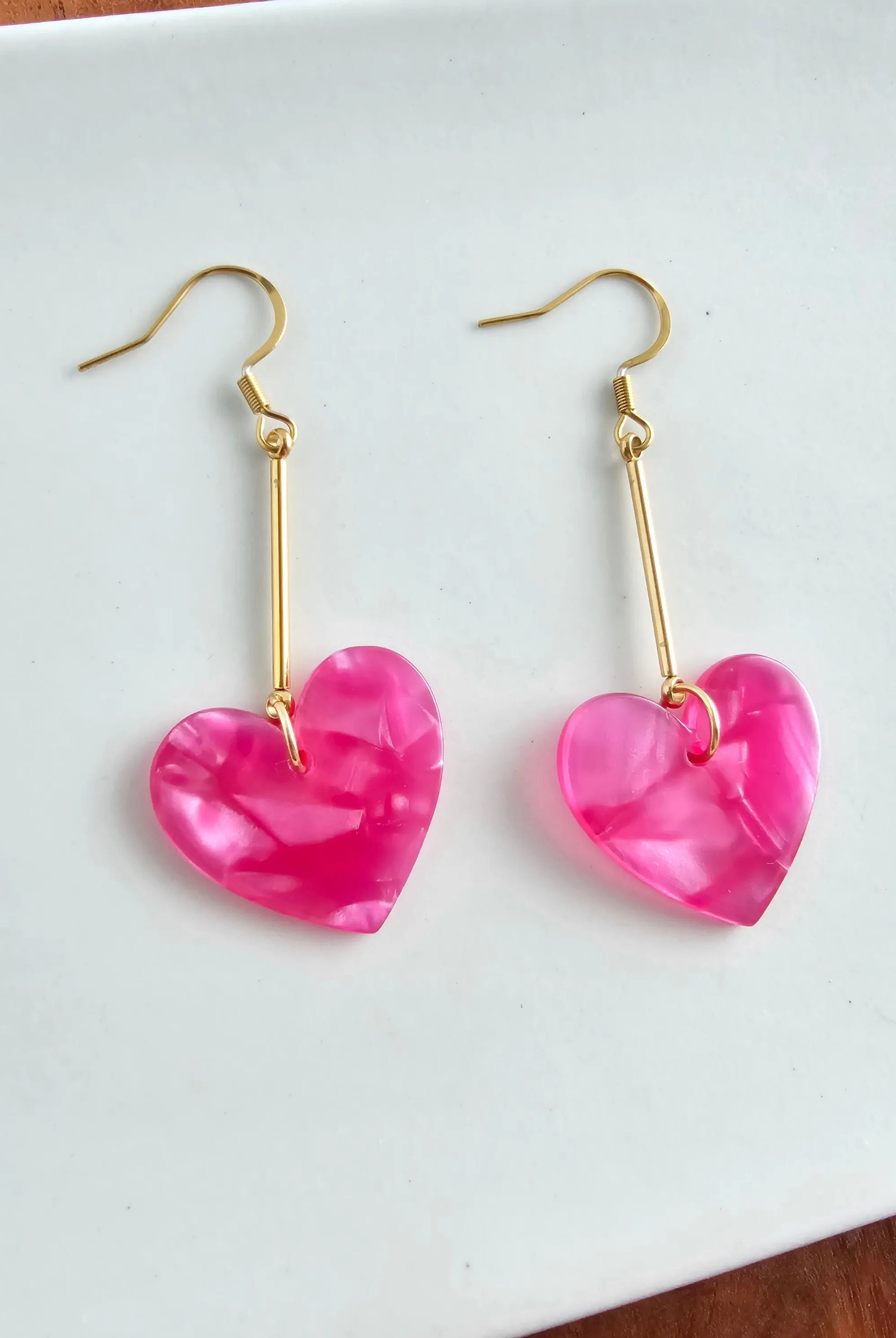 Shop Mina Heart Earrings - Hot Pink- at Ruby Joy Boutique, a Women's Clothing Store in Pickerington, Ohio